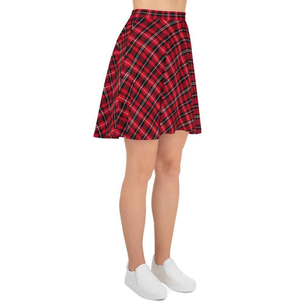 Preppy Red and Black Tartan Plaid Mini Skirt