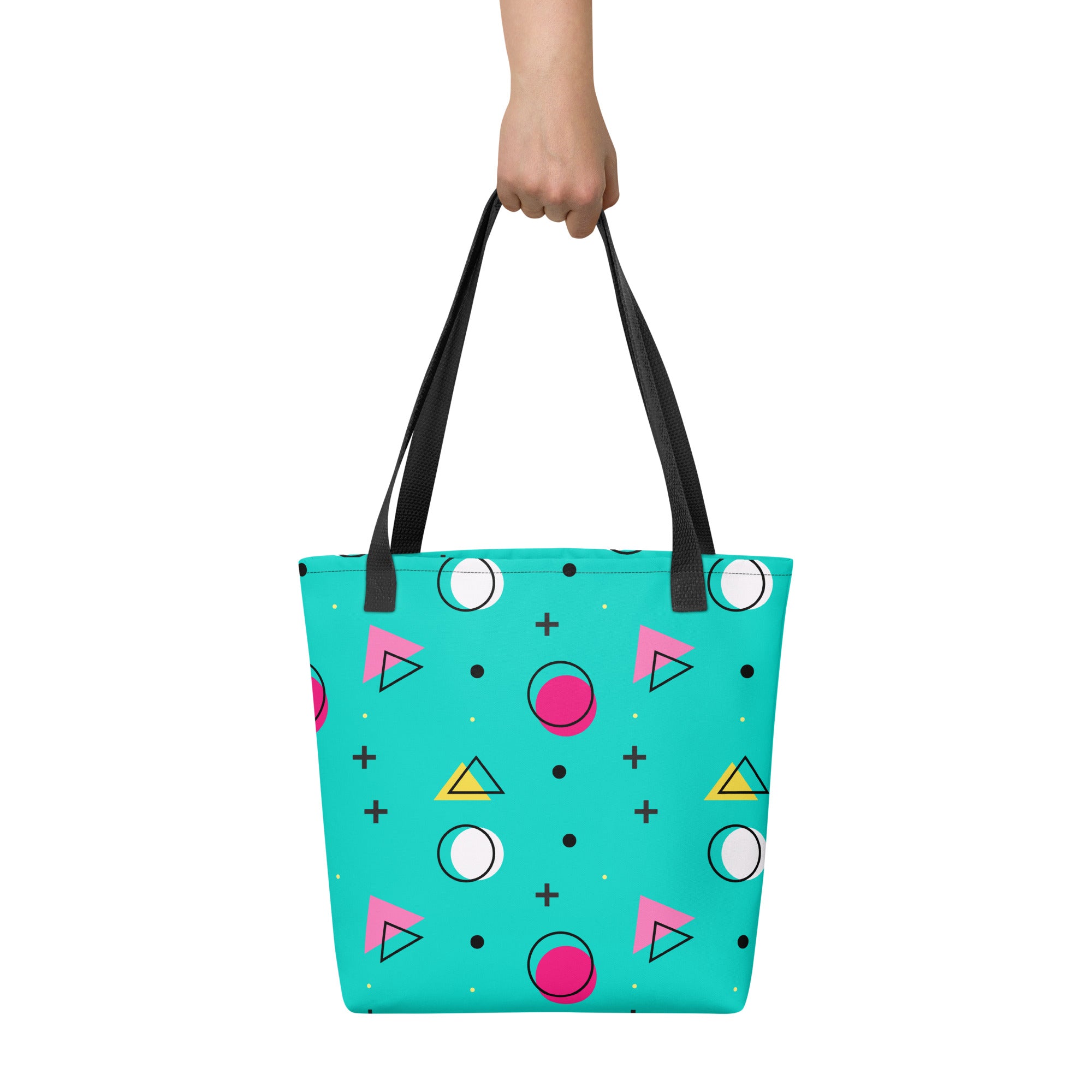 Retro Geometric Fusion Designer Tote Bag