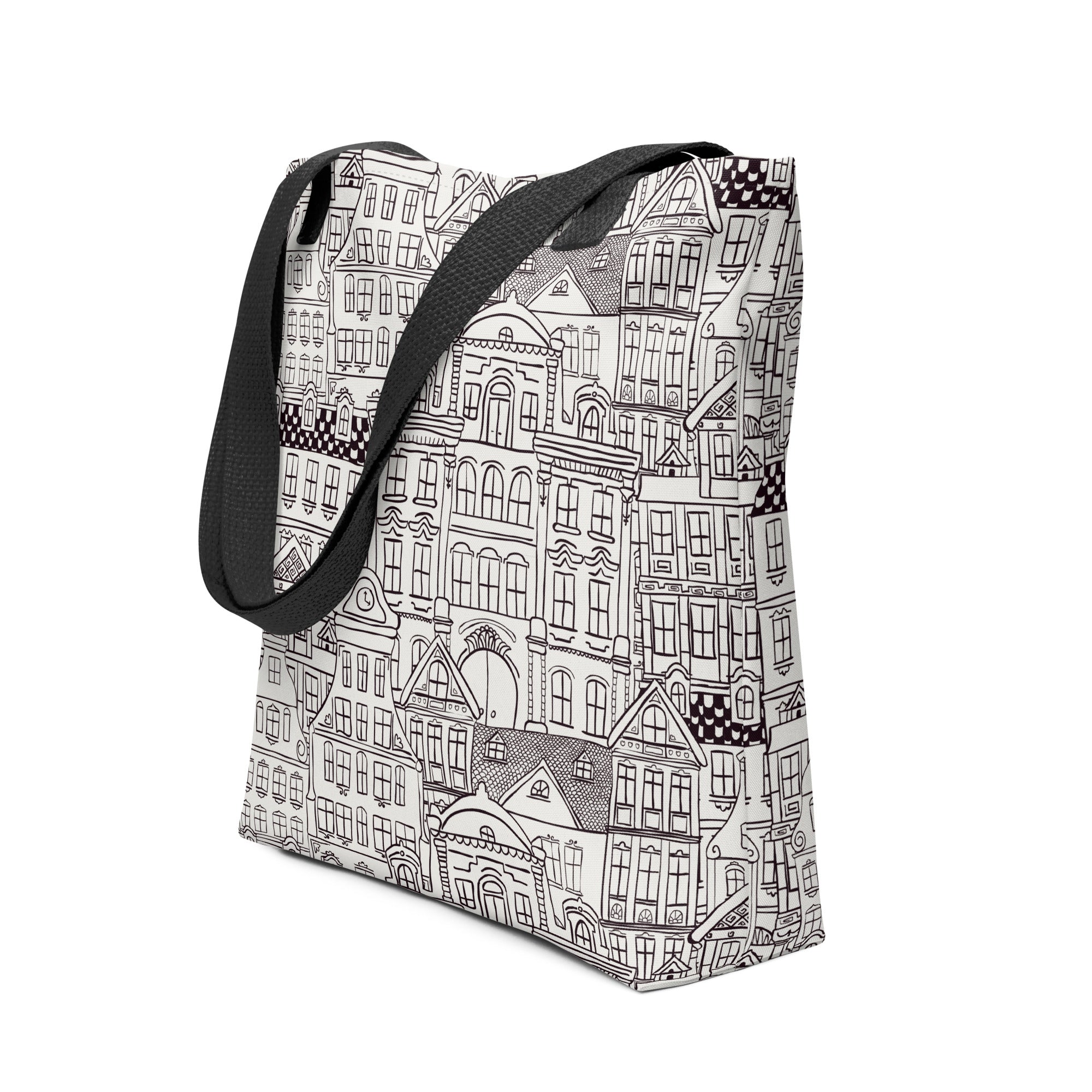 Doodle House Print Black & White Tote Bag