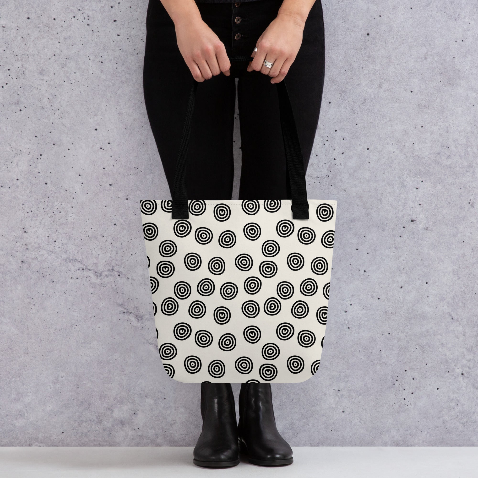 Circle Art Preppy Style Printed Tote Bag