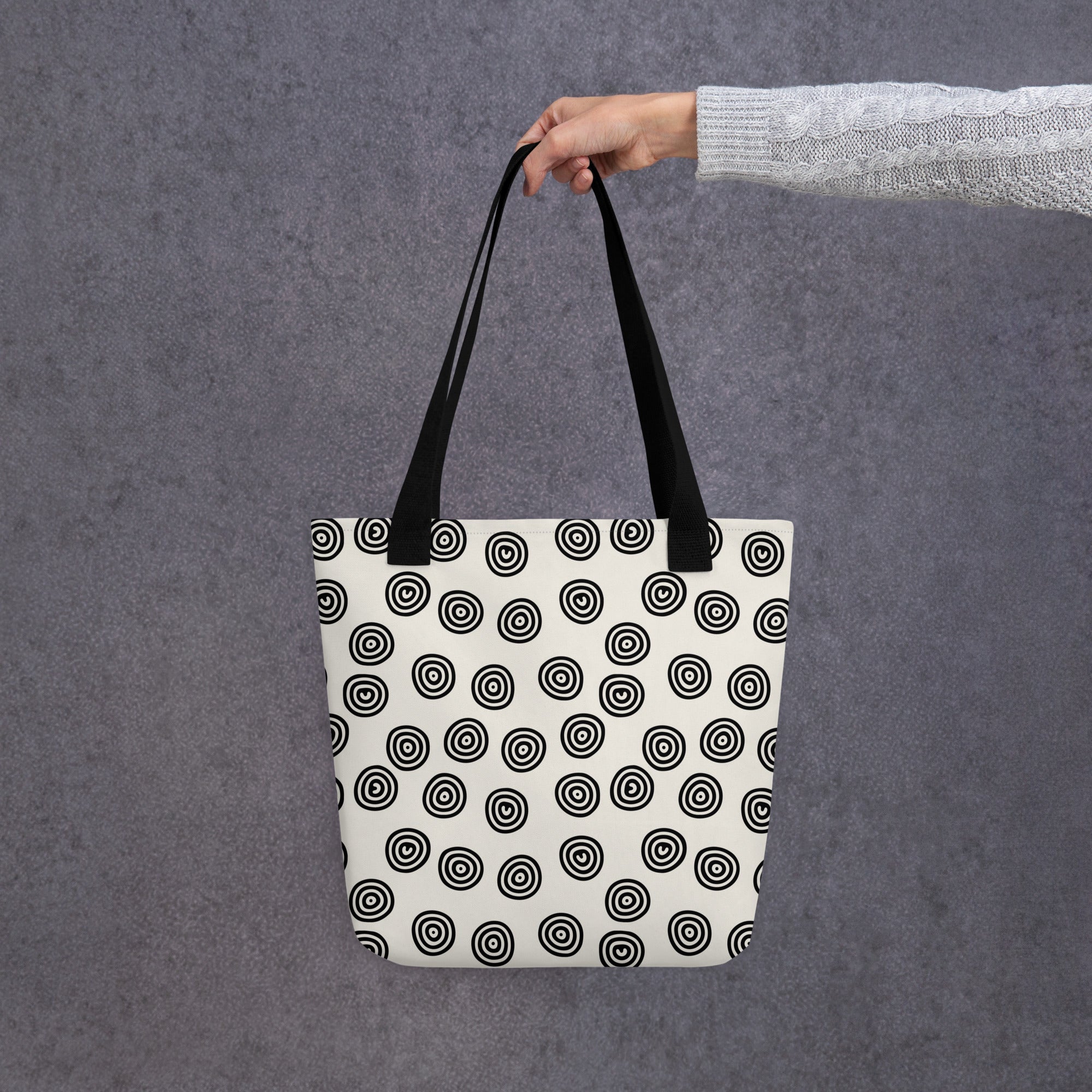 Circle Art Preppy Style Printed Tote Bag
