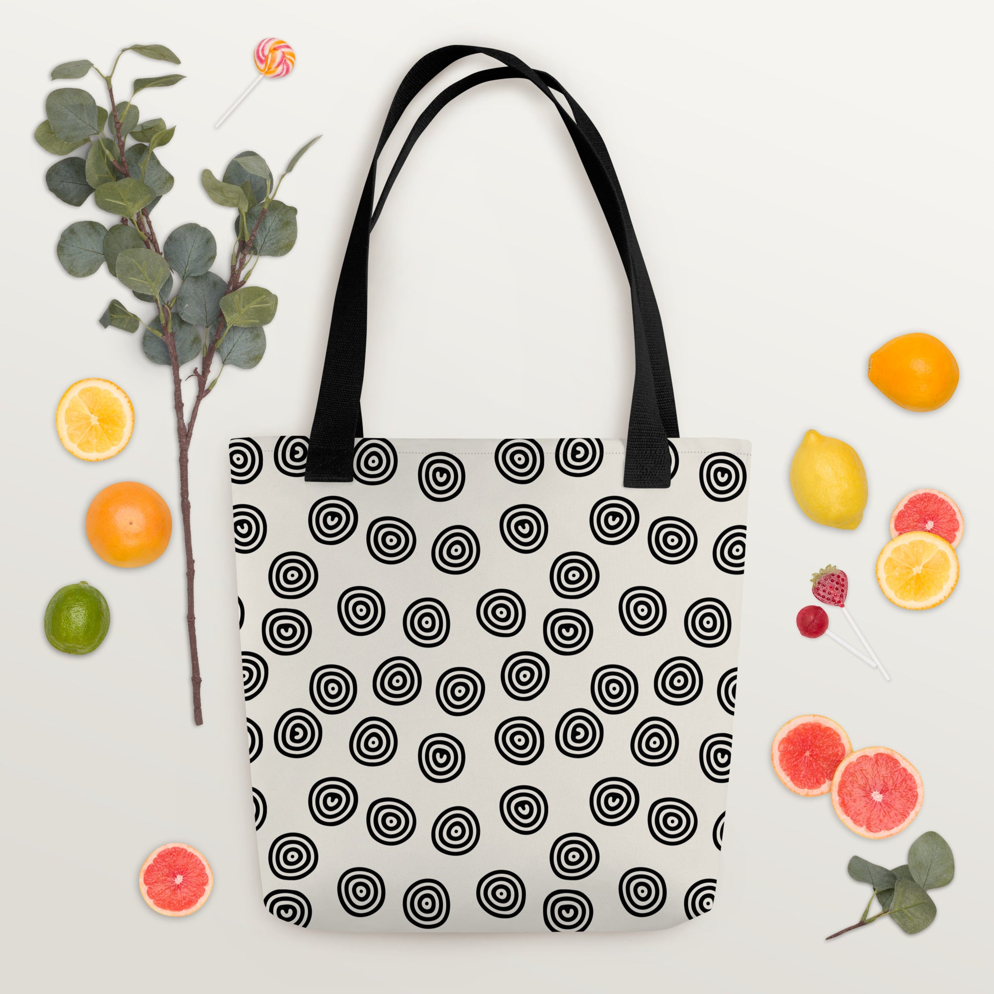 Circle Art Preppy Style Printed Tote Bag