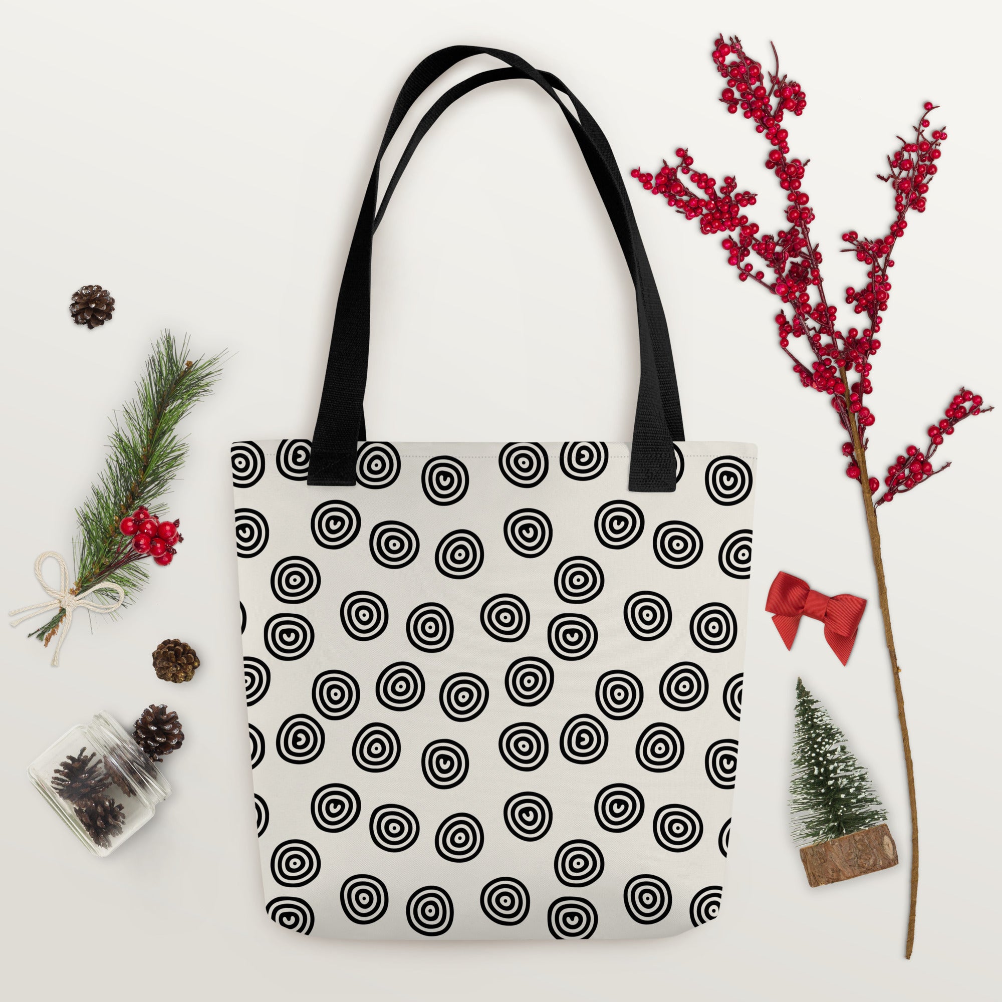 Circle Art Preppy Style Printed Tote Bag
