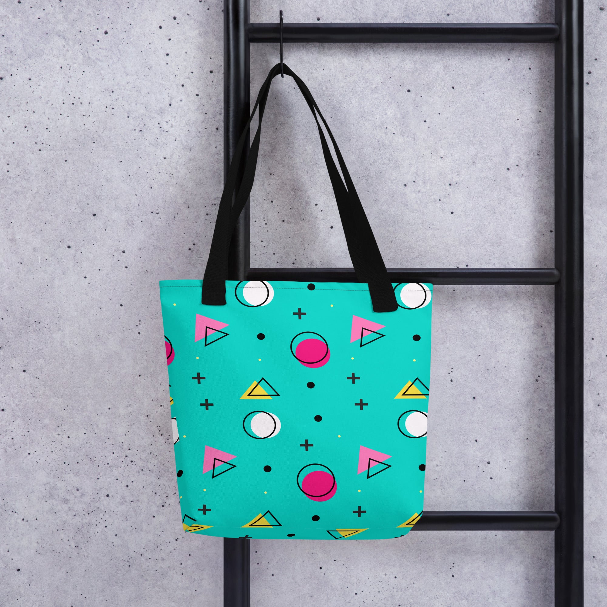 Retro Geometric Fusion Designer Tote Bag