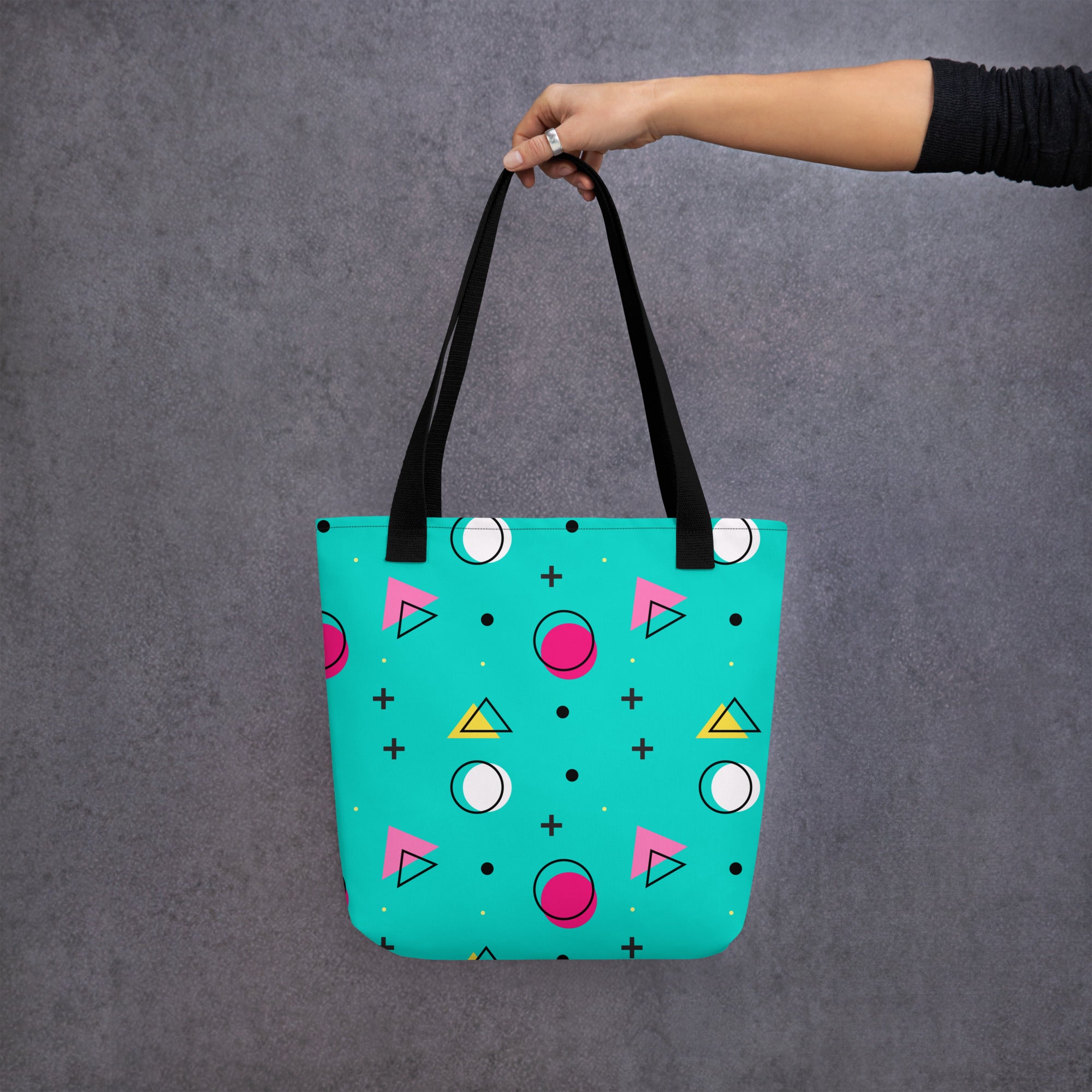 Retro Geometric Fusion Designer Tote Bag