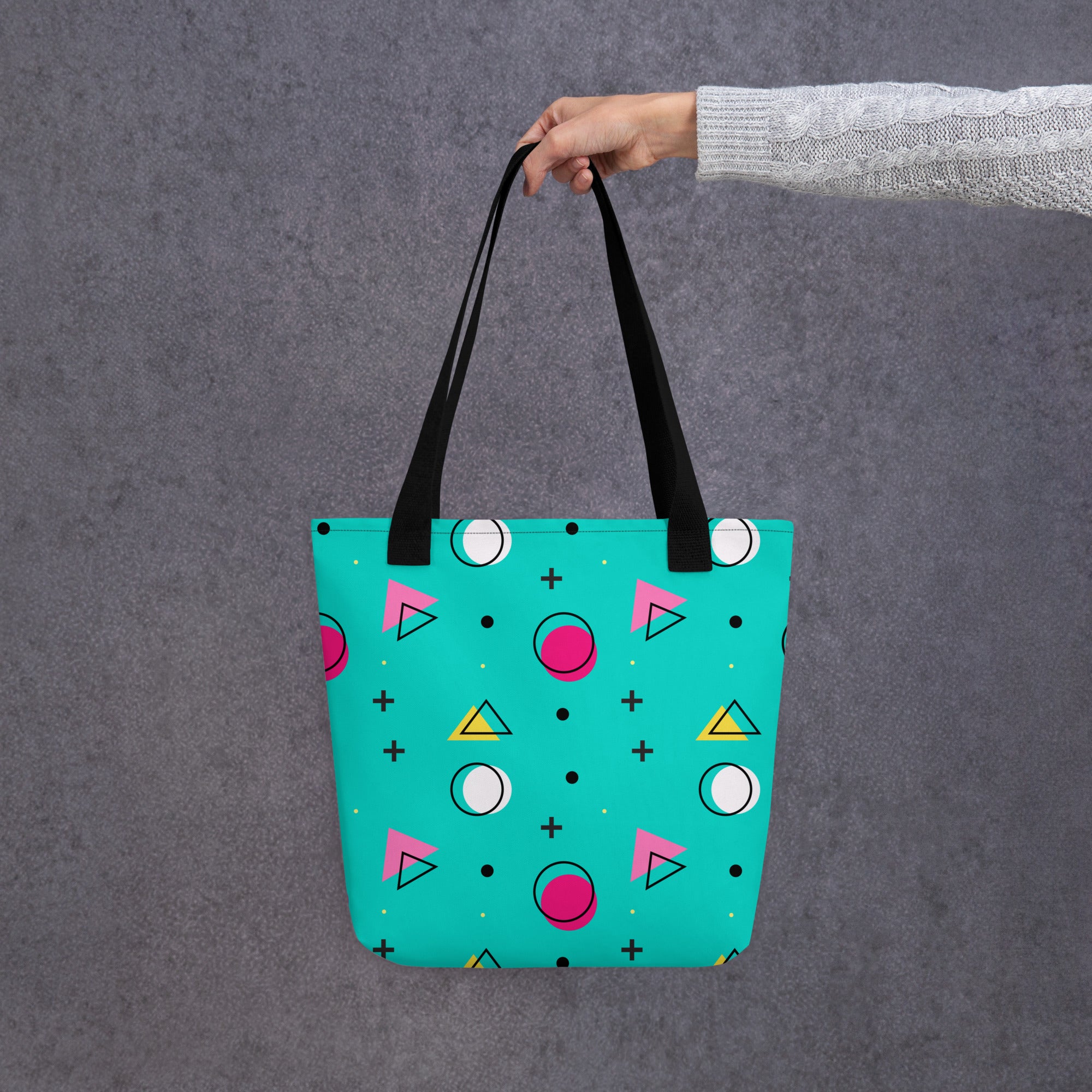 Retro Geometric Fusion Designer Tote Bag