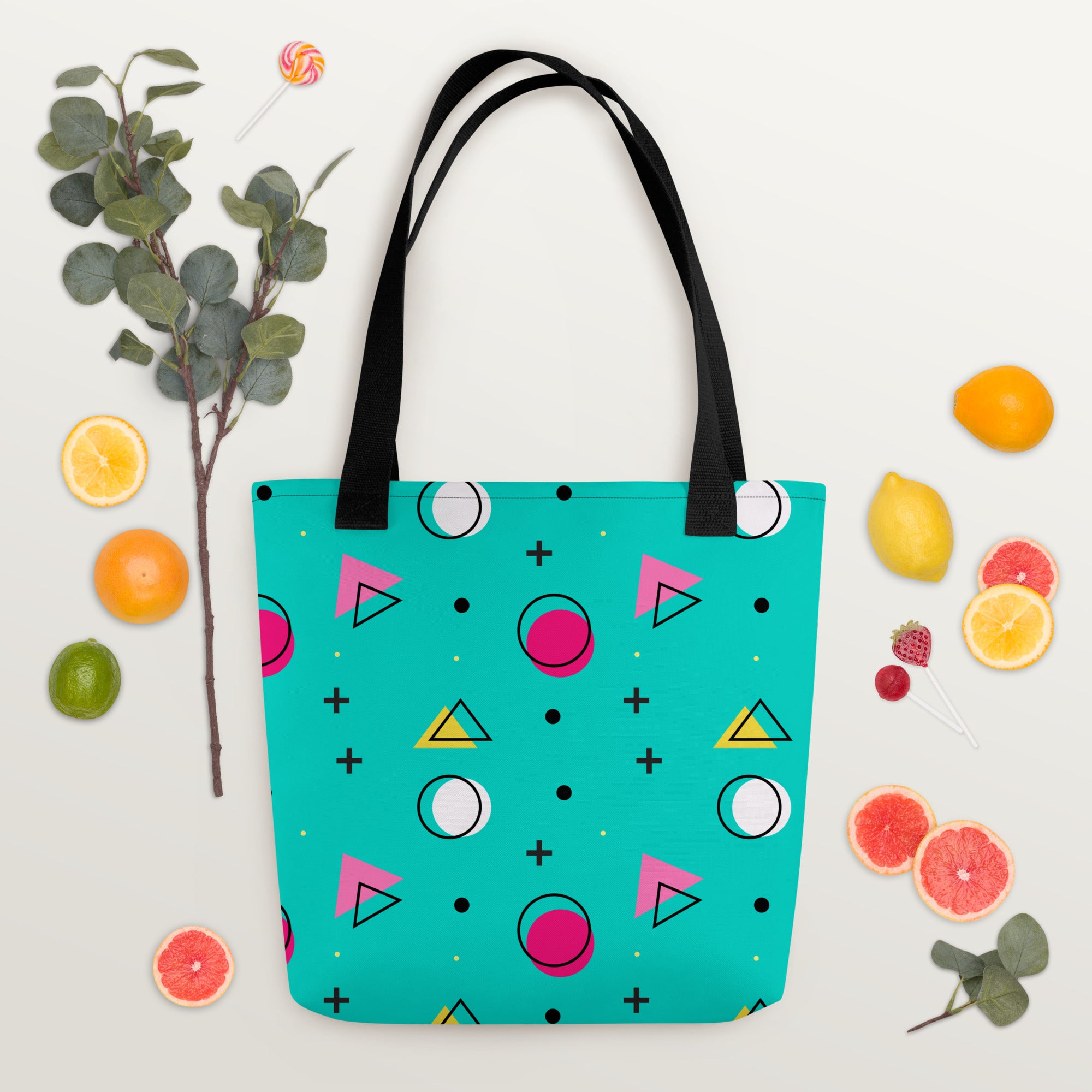 Retro Geometric Fusion Designer Tote Bag