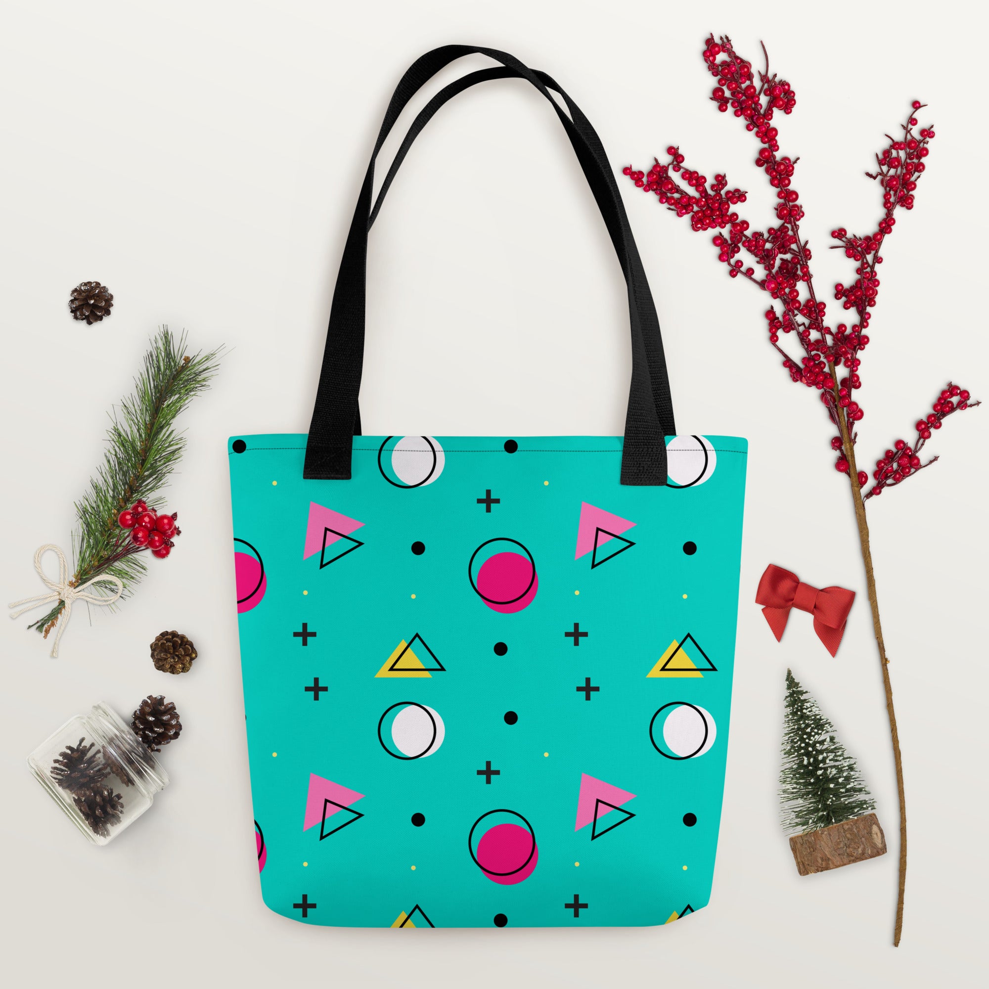 Retro Geometric Fusion Designer Tote Bag