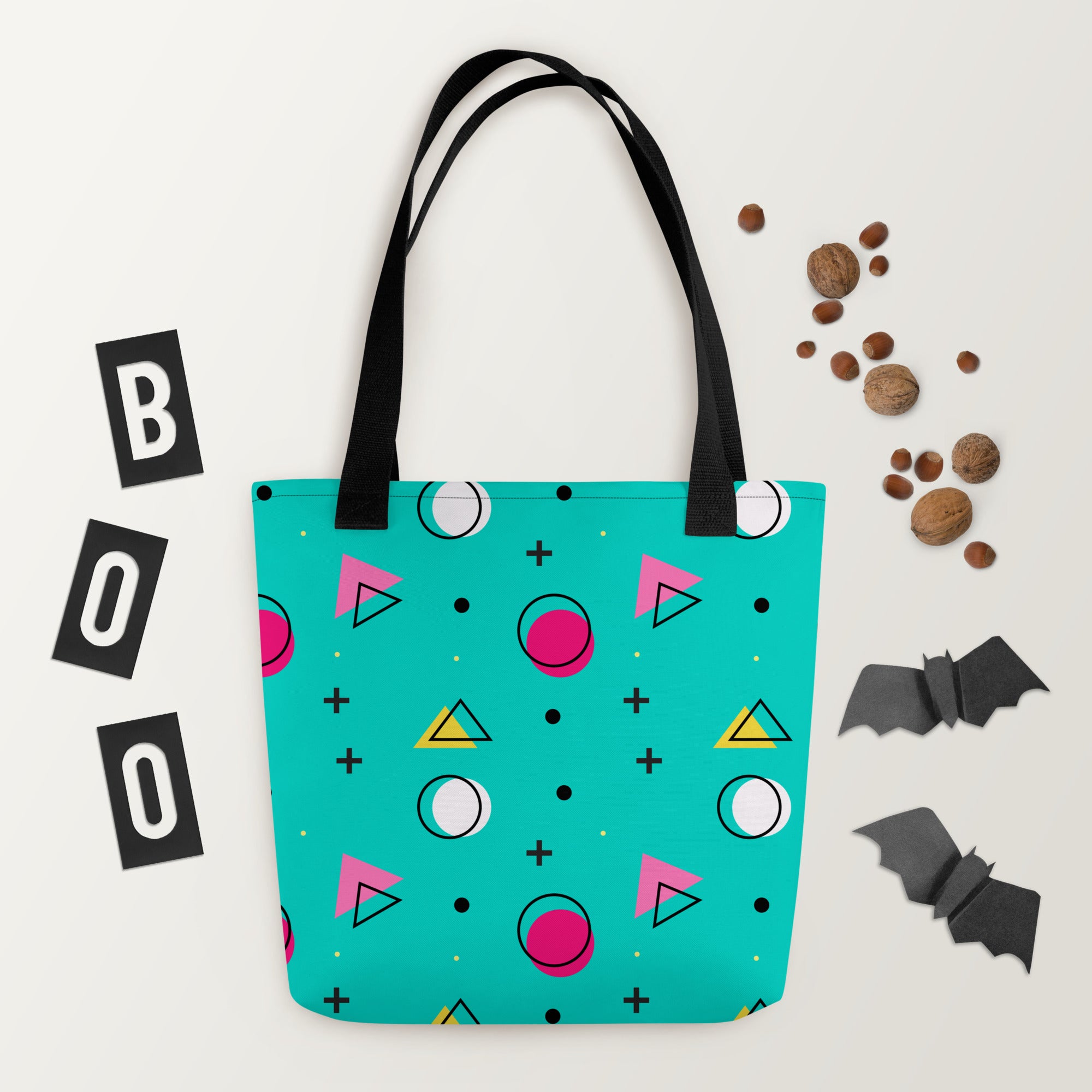 Retro Geometric Fusion Designer Tote Bag