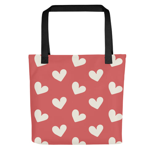 Cute Aesthetic Heart Pattern Red Tote Bag