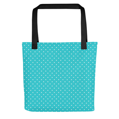 Turquoise Mini Polka Dots Print Tote bag