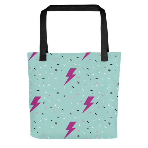 Aesthetic Preppy Green Daze Lightning Bolts Pattern Tote bag