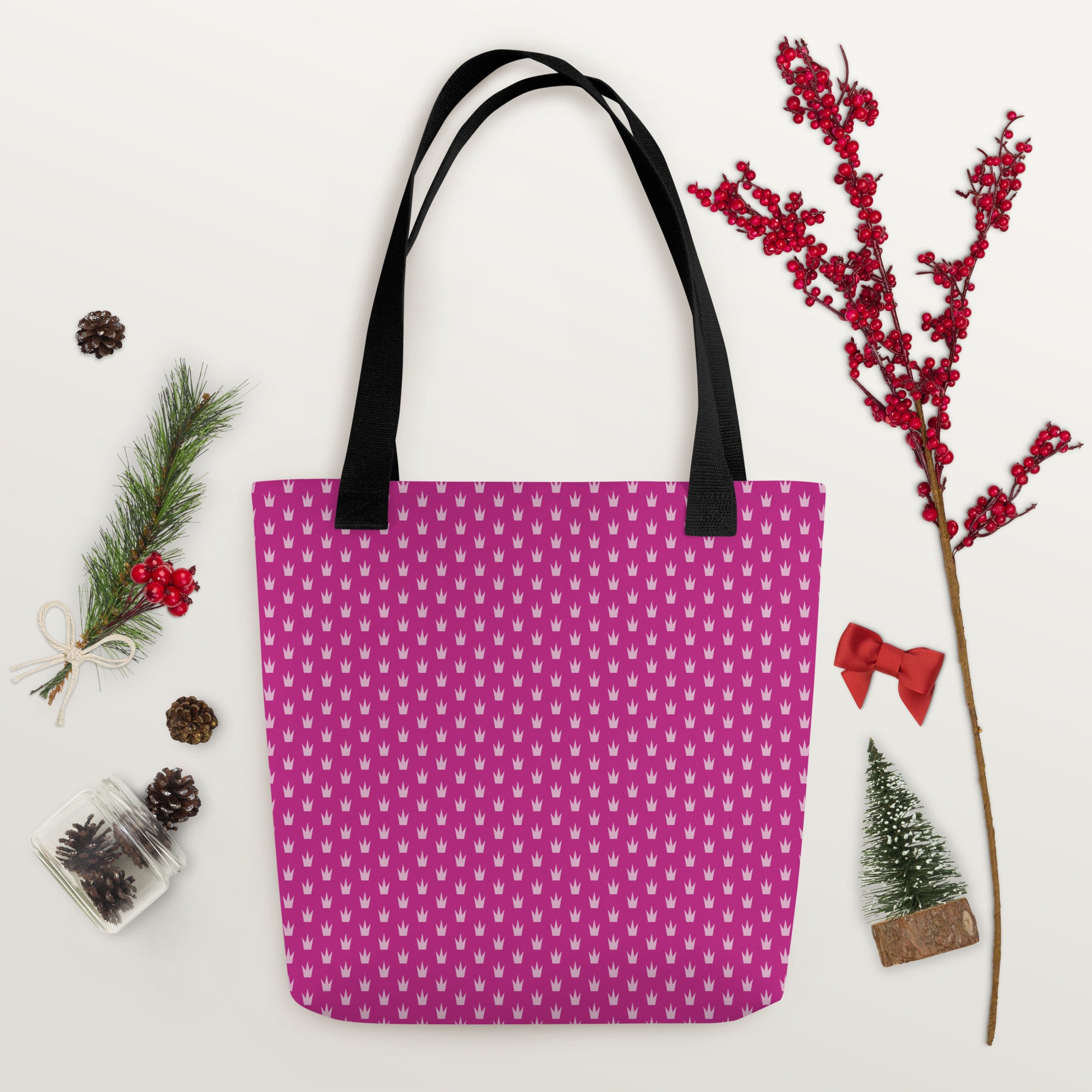 Preppy Crowns Pattern Aesthetic Tote Bag