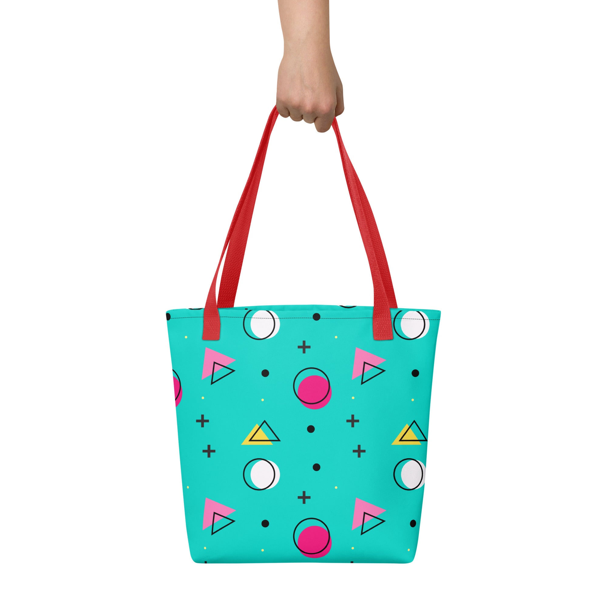 Retro Geometric Fusion Designer Tote Bag