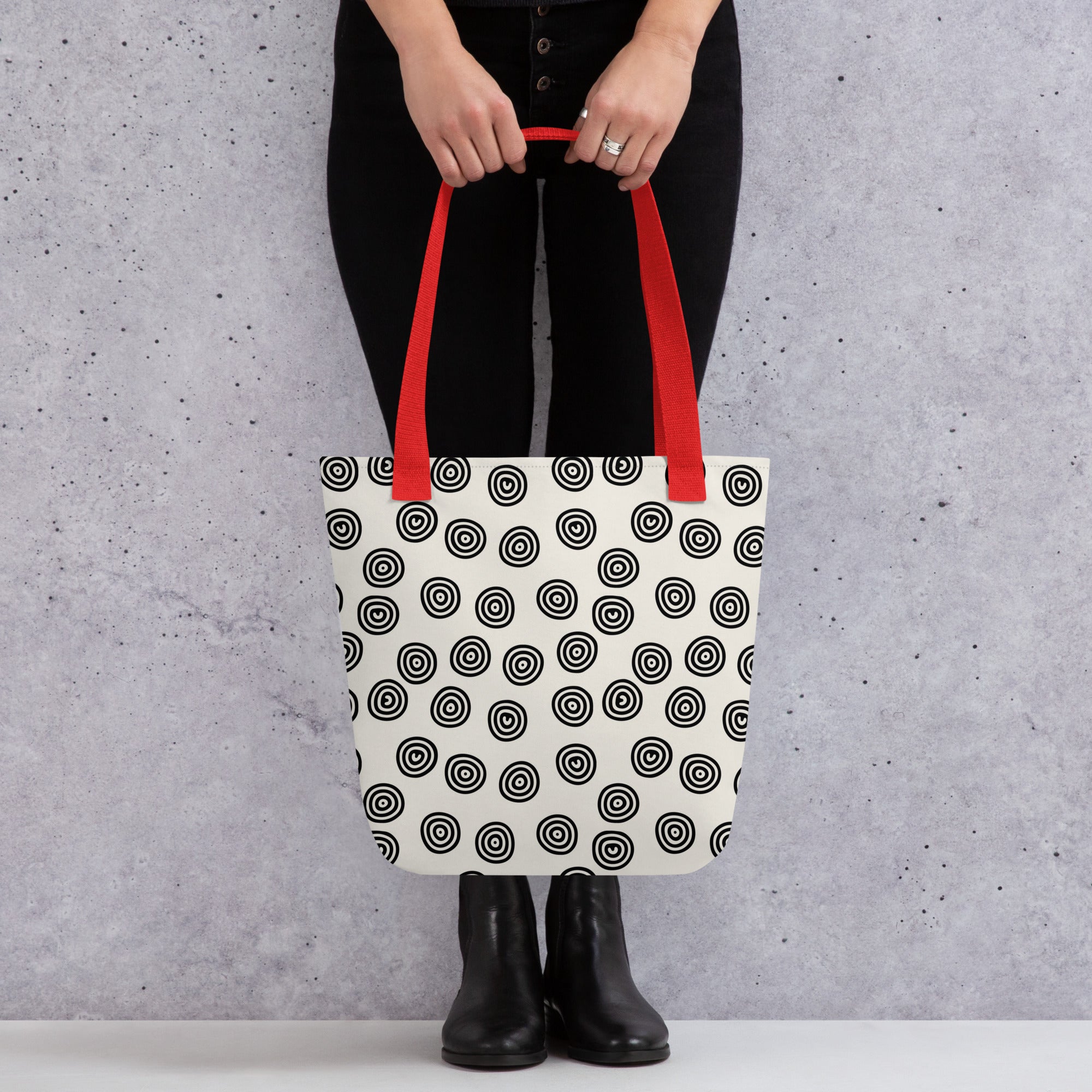 Circle Art Preppy Style Printed Tote Bag