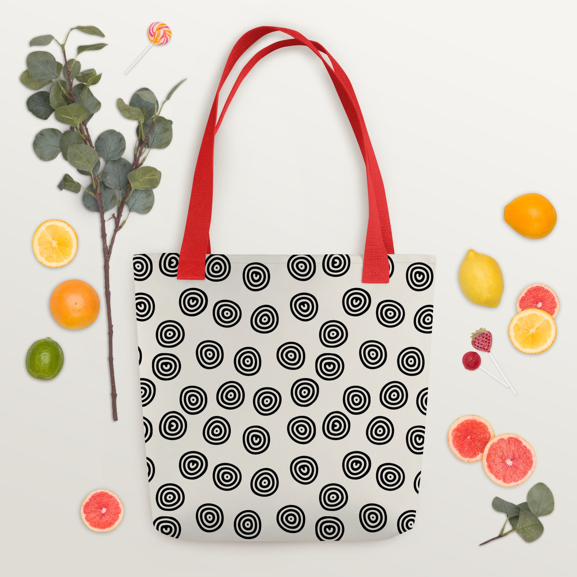 Circle Art Preppy Style Printed Tote Bag