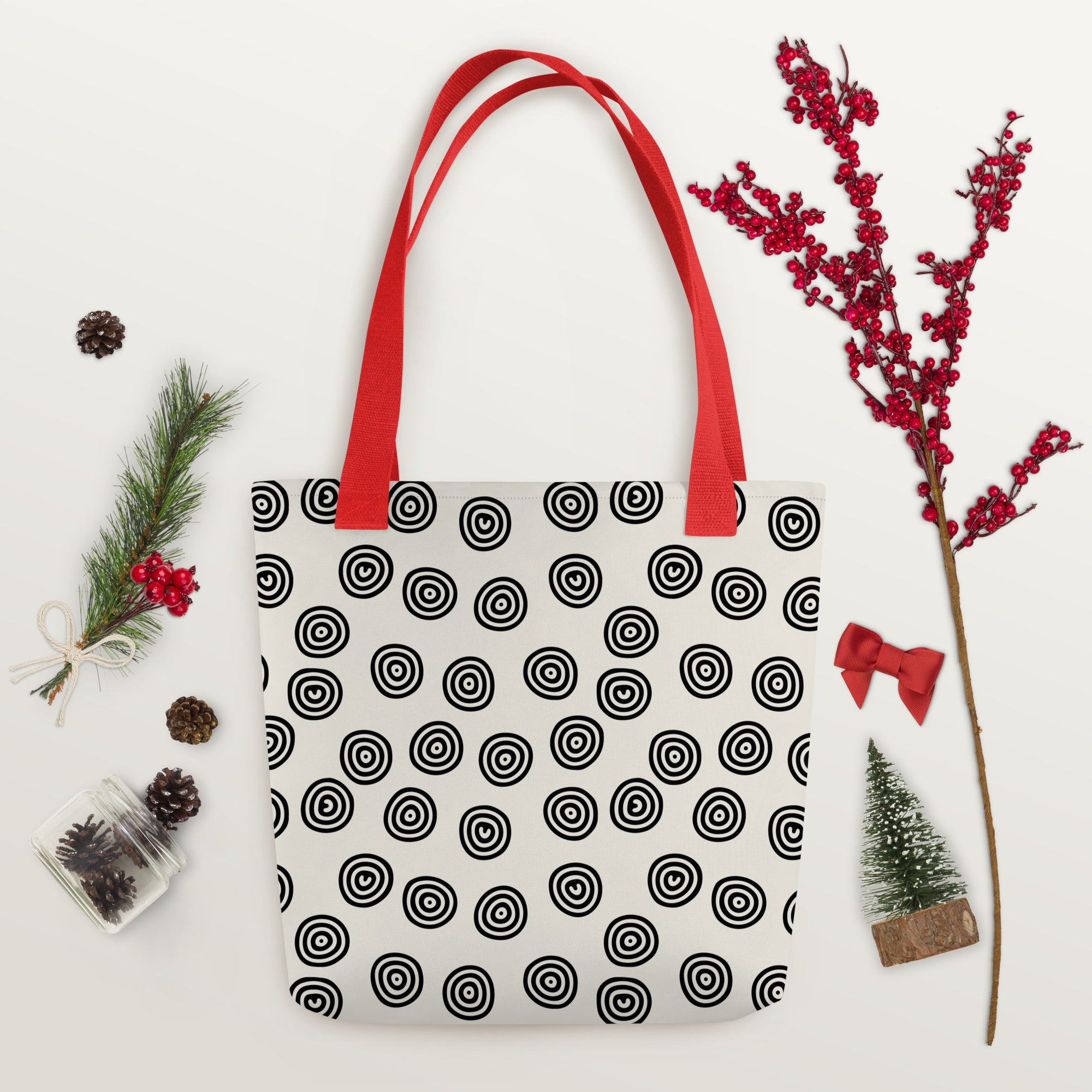 Circle Art Preppy Style Printed Tote Bag