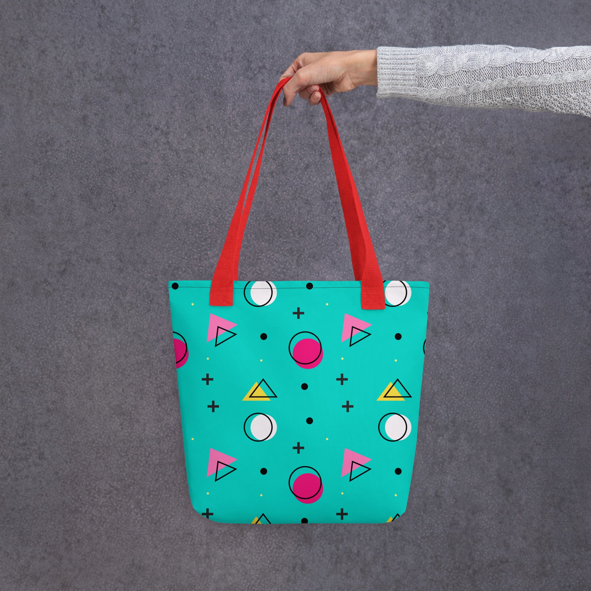 Retro Geometric Fusion Designer Tote Bag