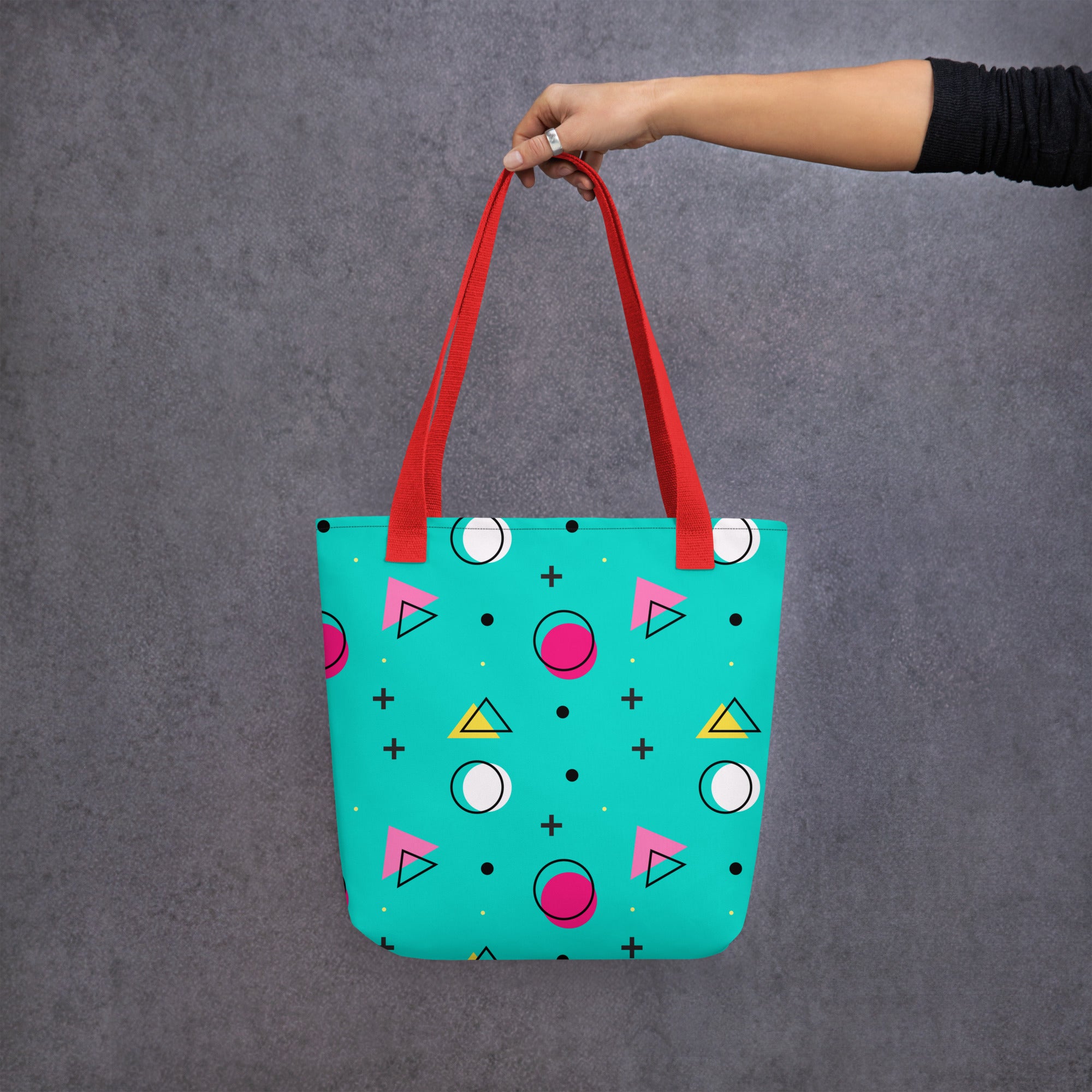 Retro Geometric Fusion Designer Tote Bag