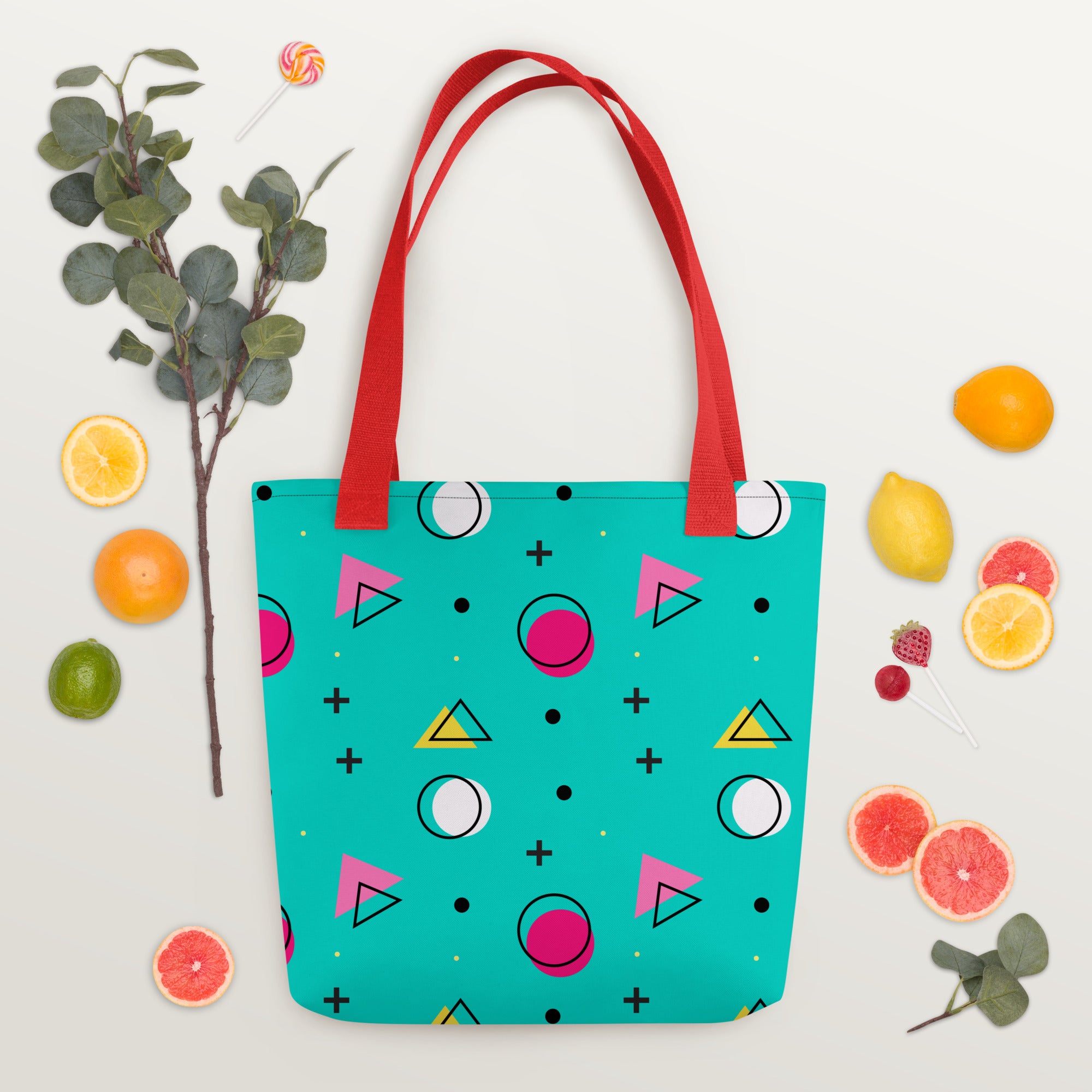 Retro Geometric Fusion Designer Tote Bag
