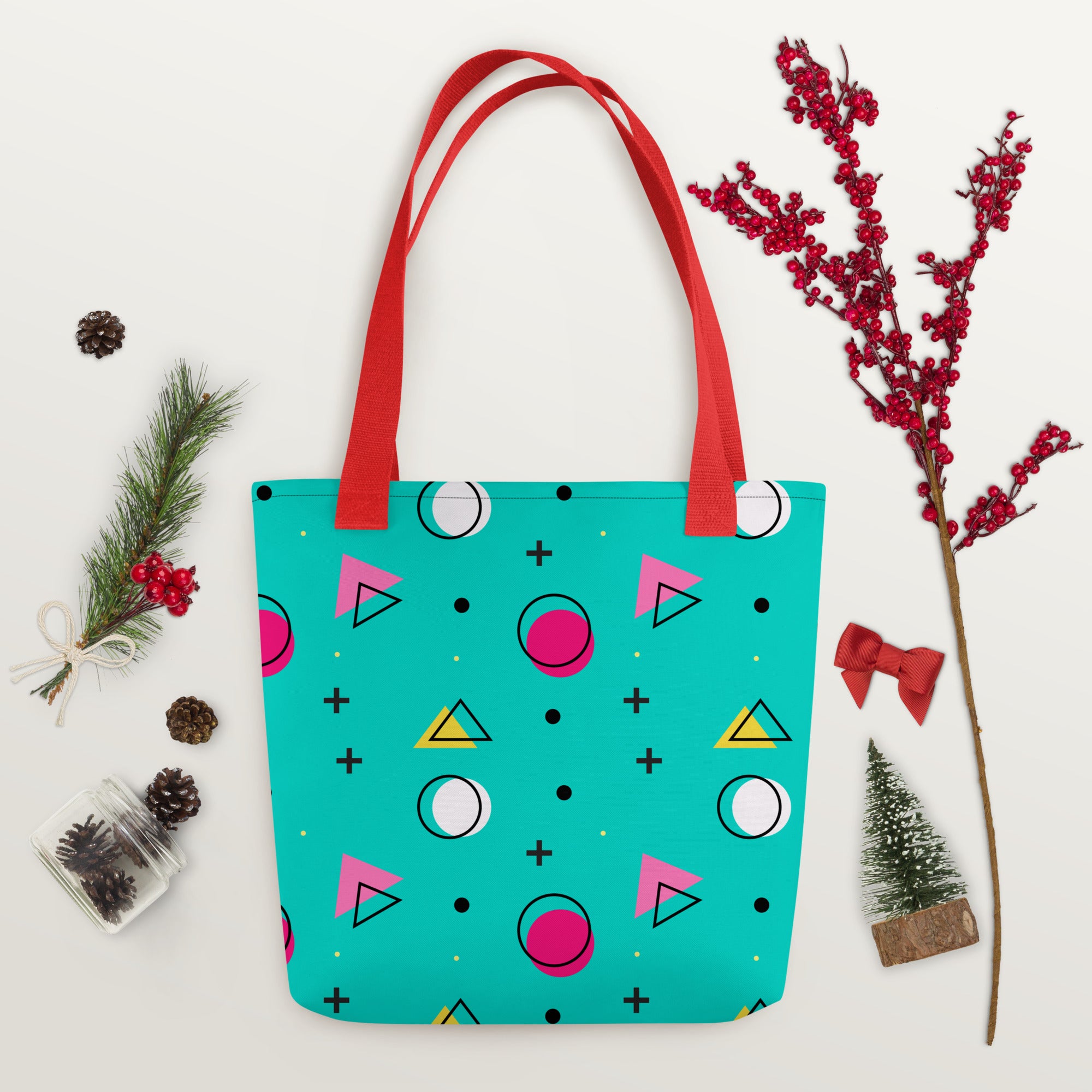 Retro Geometric Fusion Designer Tote Bag