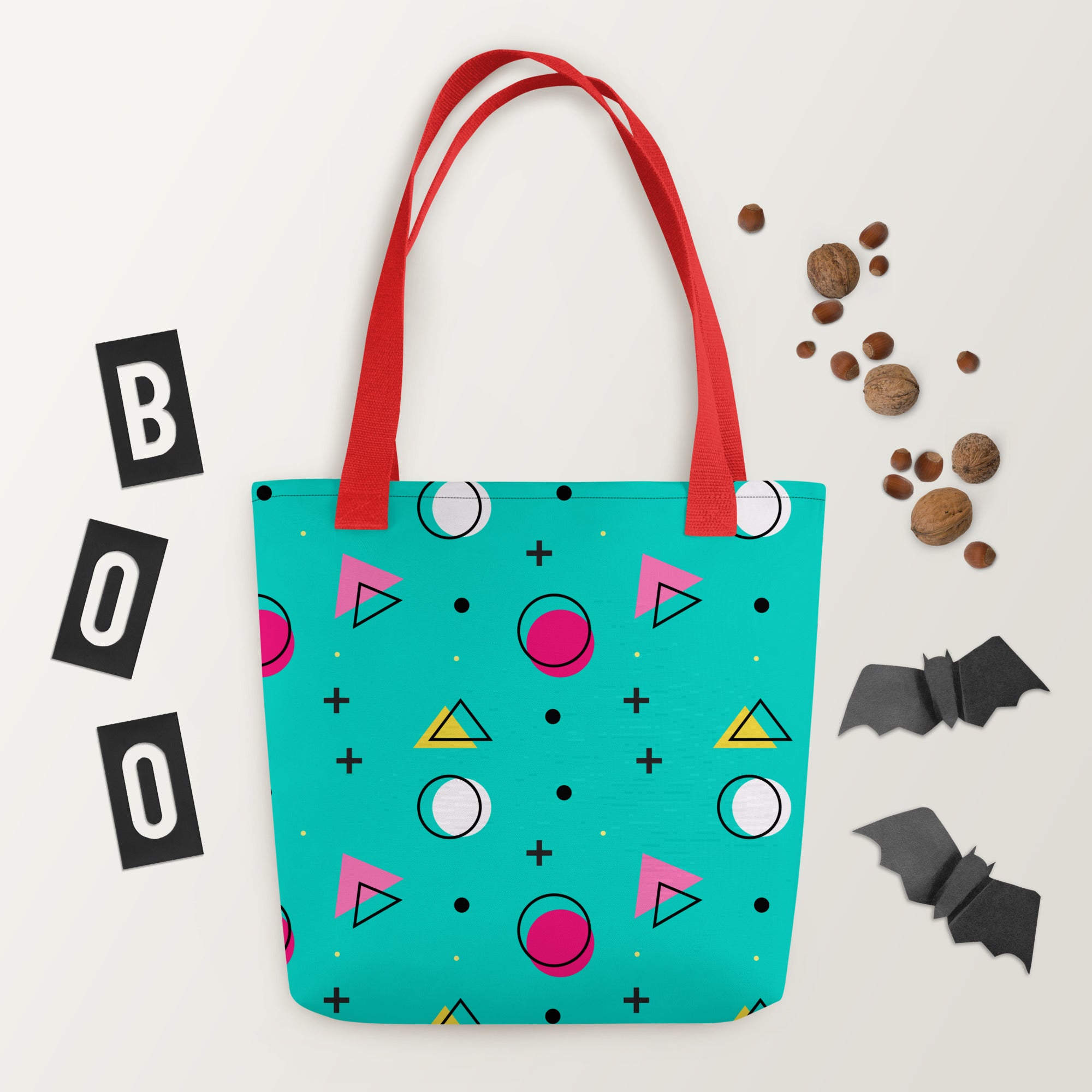 Retro Geometric Fusion Designer Tote Bag