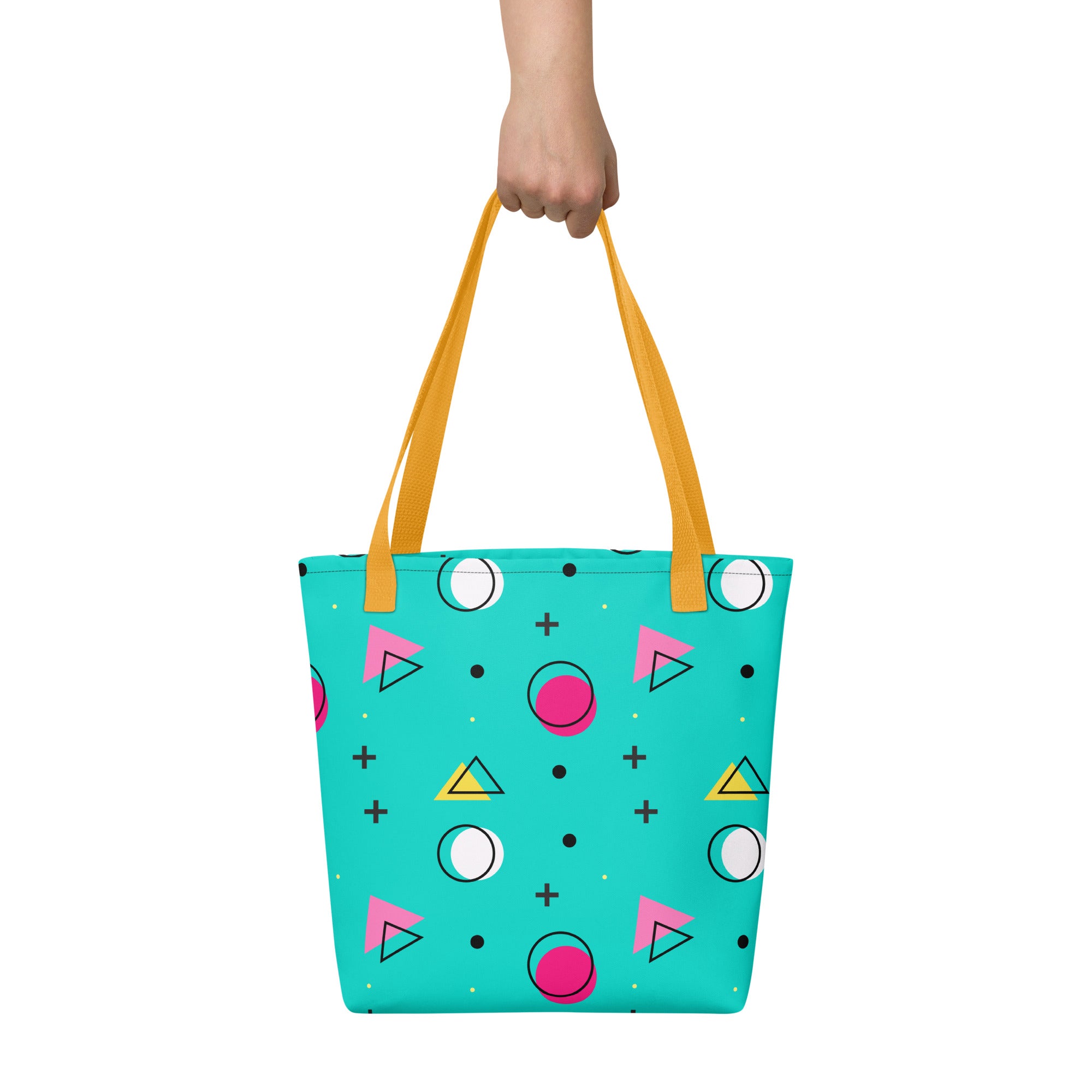 Retro Geometric Fusion Designer Tote Bag