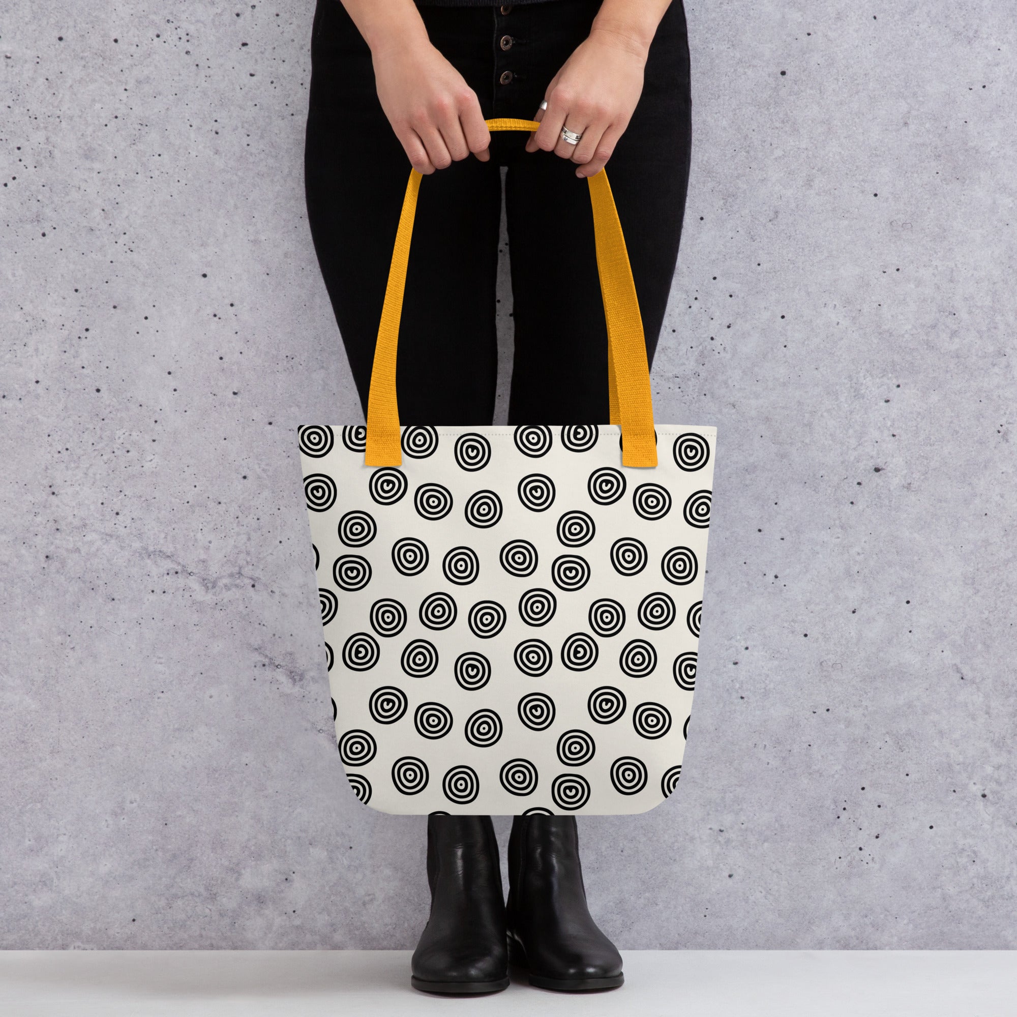 Circle Art Preppy Style Printed Tote Bag