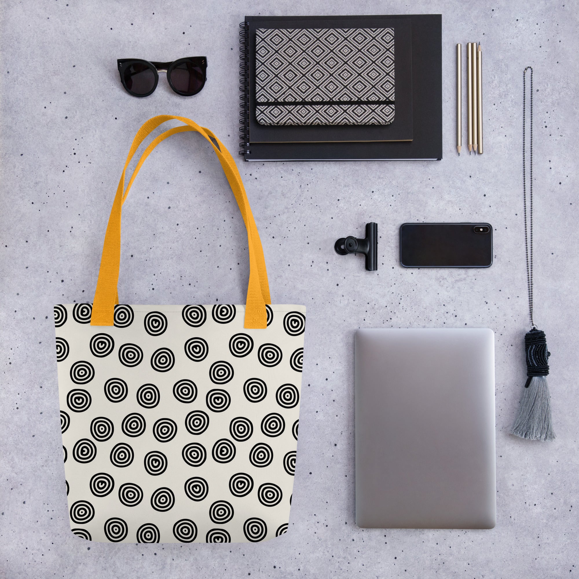 Circle Art Preppy Style Printed Tote Bag