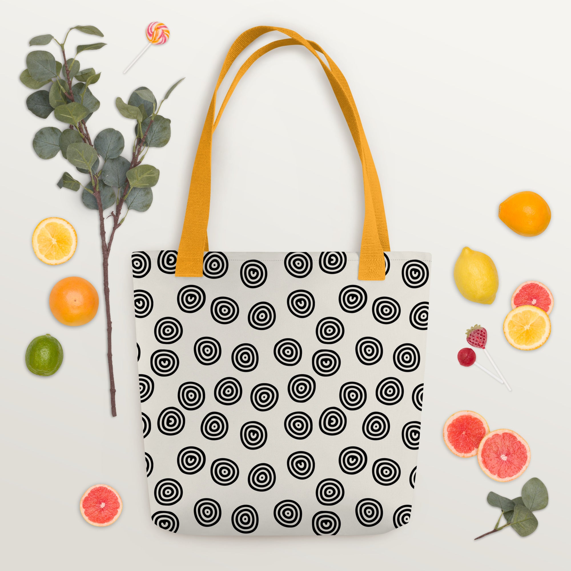 Circle Art Preppy Style Printed Tote Bag