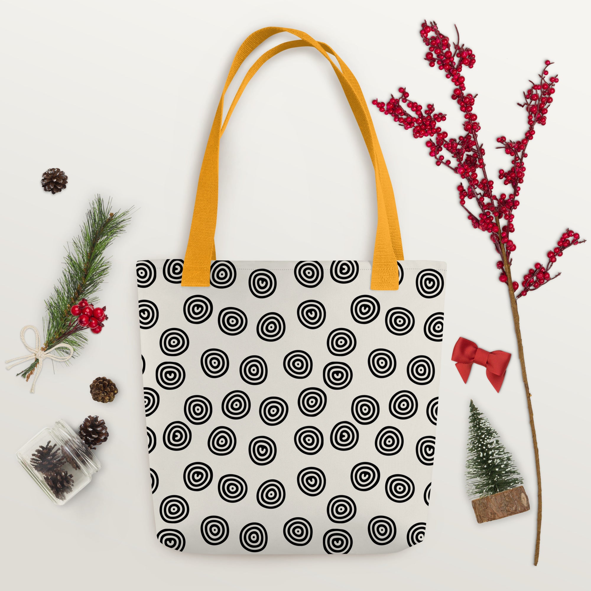 Circle Art Preppy Style Printed Tote Bag