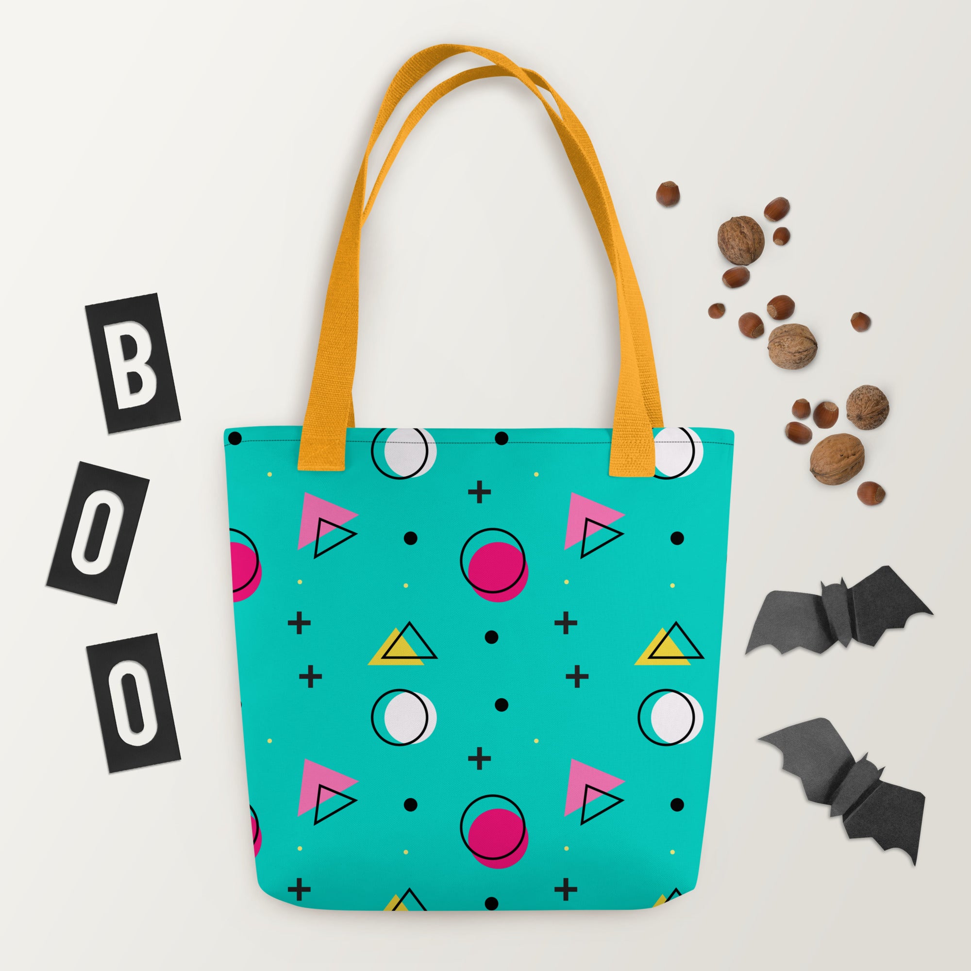 Retro Geometric Fusion Designer Tote Bag