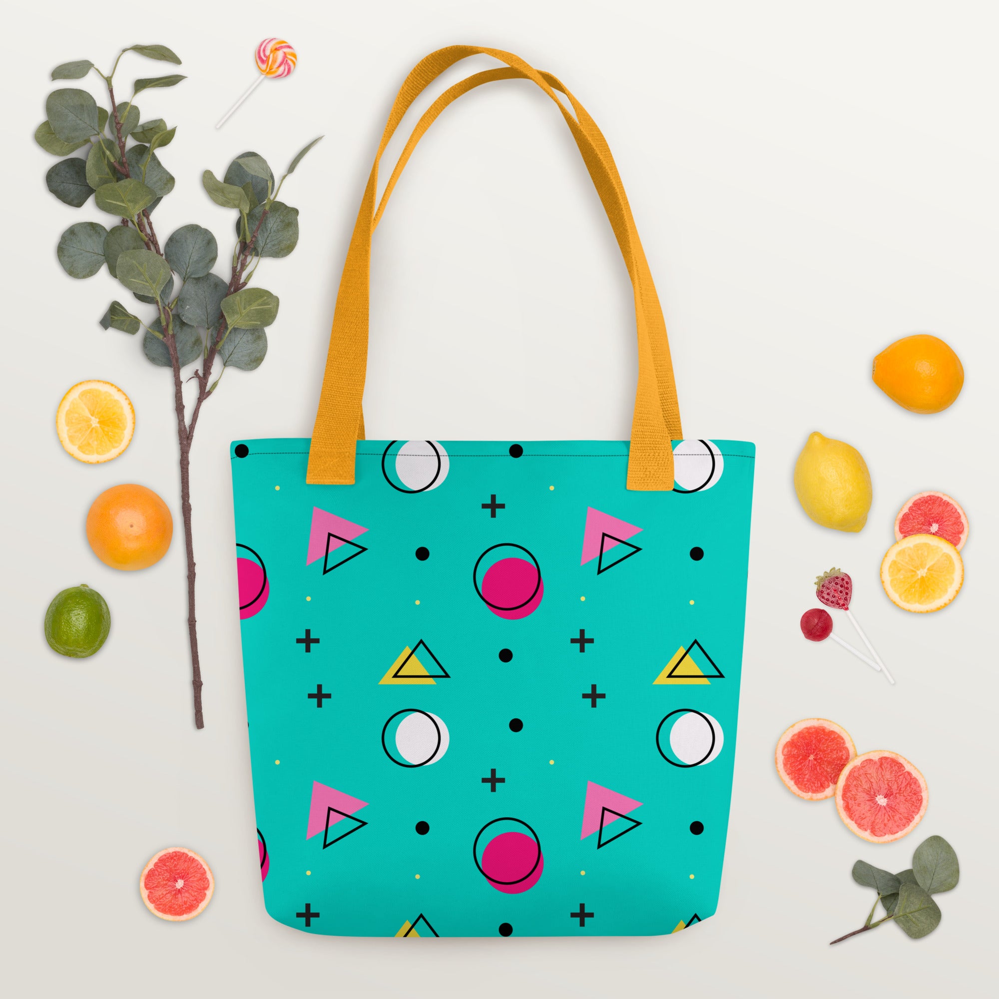 Retro Geometric Fusion Designer Tote Bag