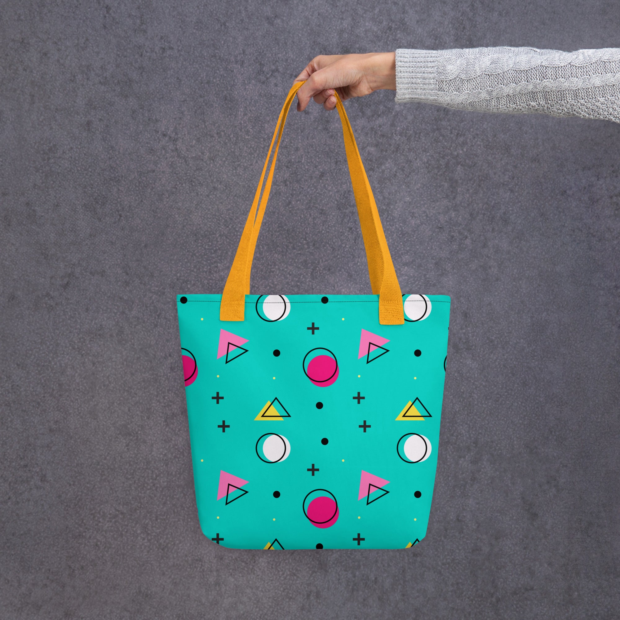 Retro Geometric Fusion Designer Tote Bag