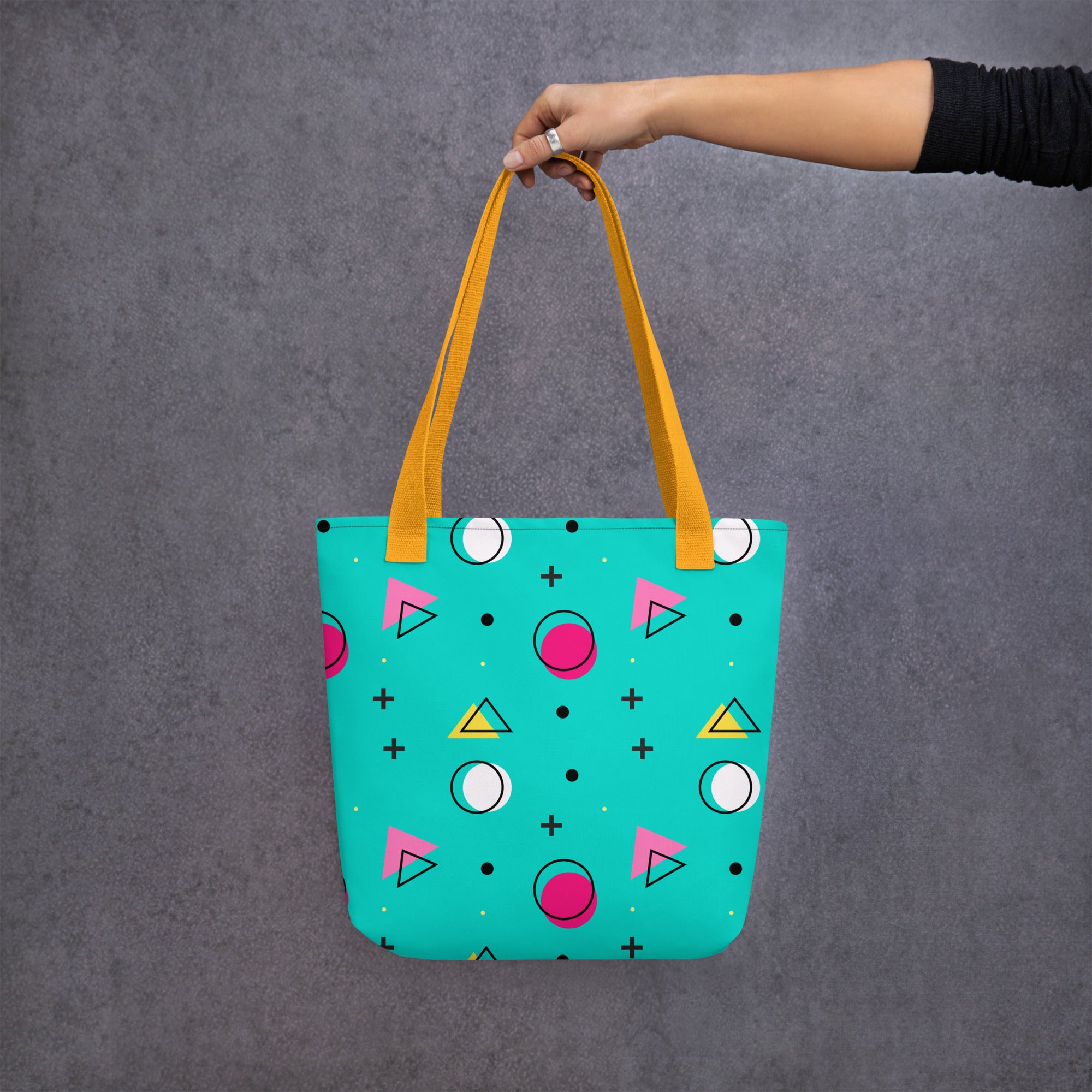 Retro Geometric Fusion Designer Tote Bag