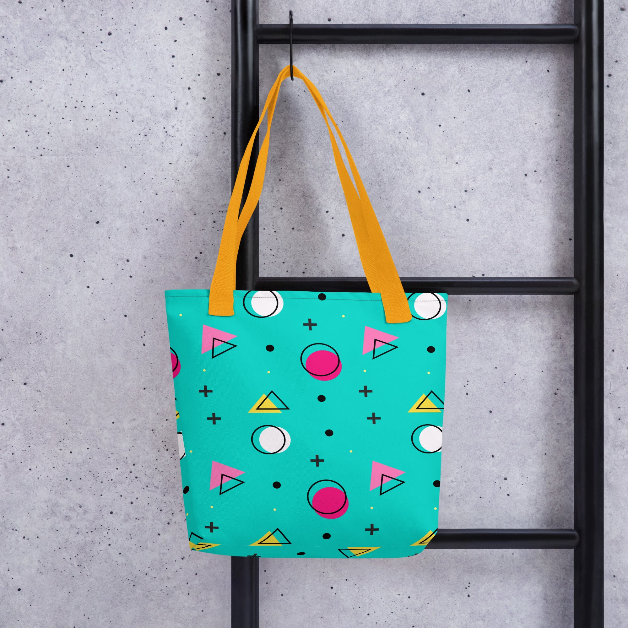 Retro Geometric Fusion Designer Tote Bag