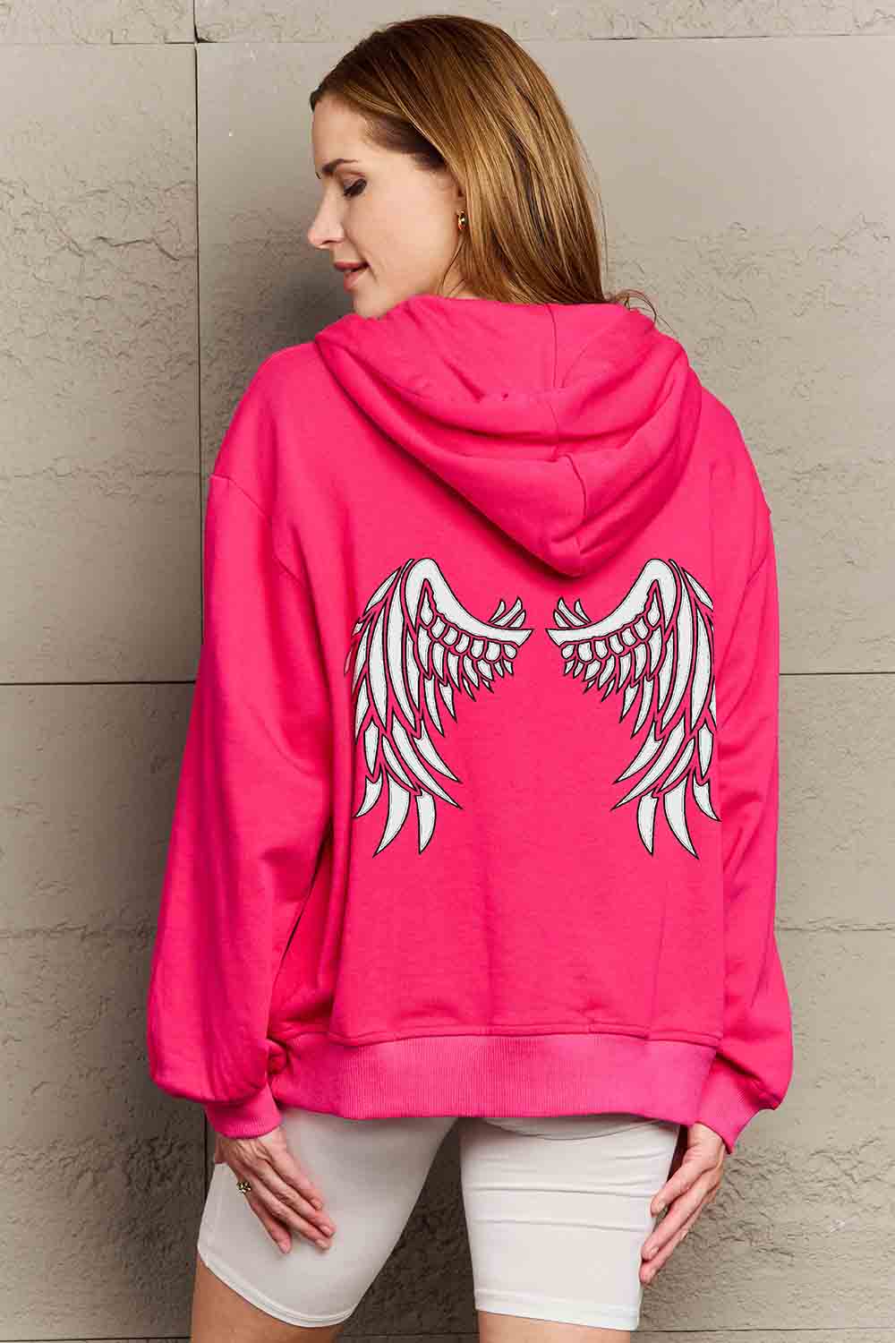 Angel Wings Graphic Preppy Hoodie – Full Size Fit