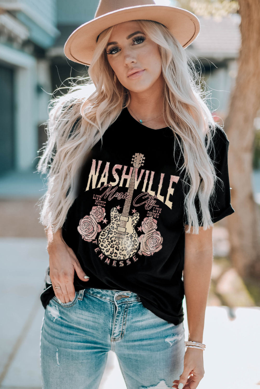 Preppy NASHVILLE MUSIC CITY Graphic Tee