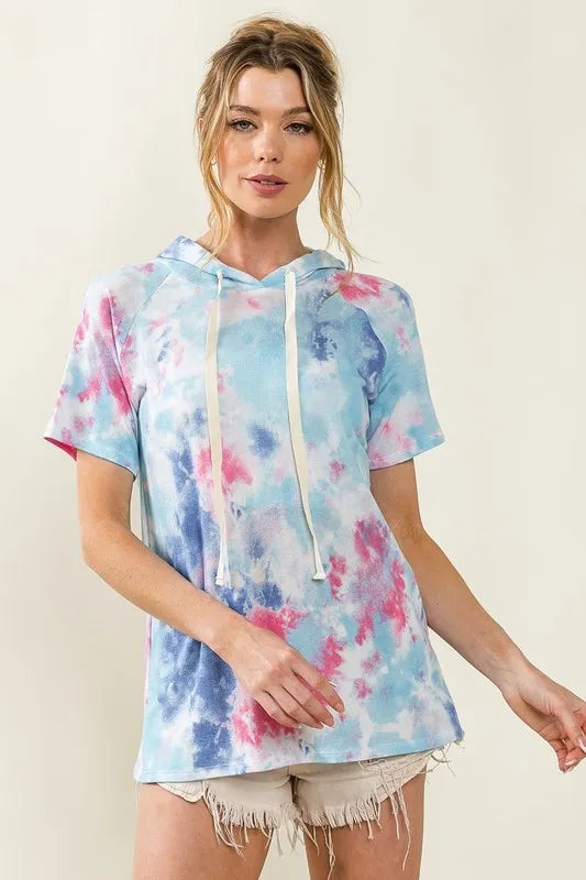 Tie Dye Terry Hoodie – Aesthetic Drawstring Style