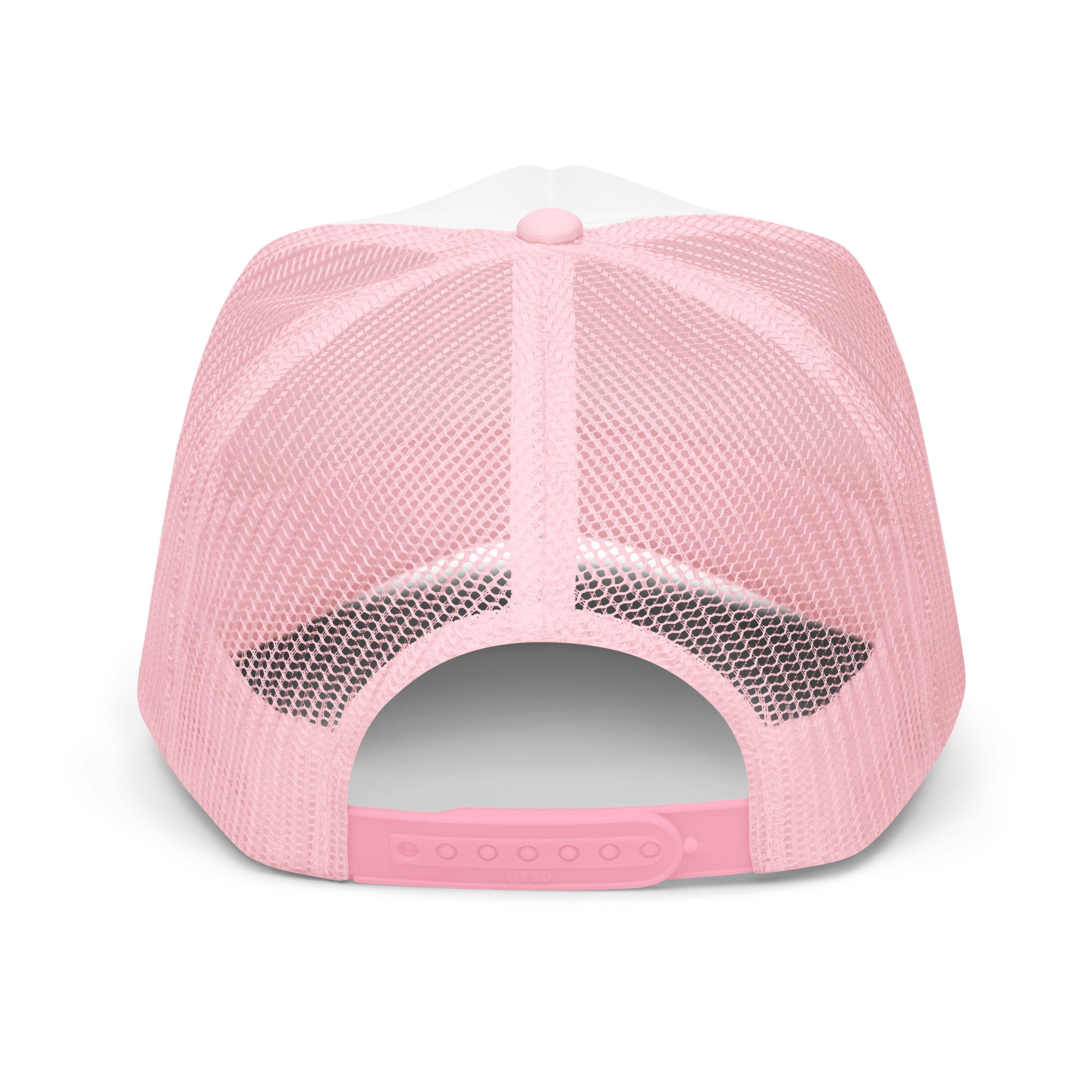 Smiley Face Preppy Foam Trucker Cap in Pink and Blue