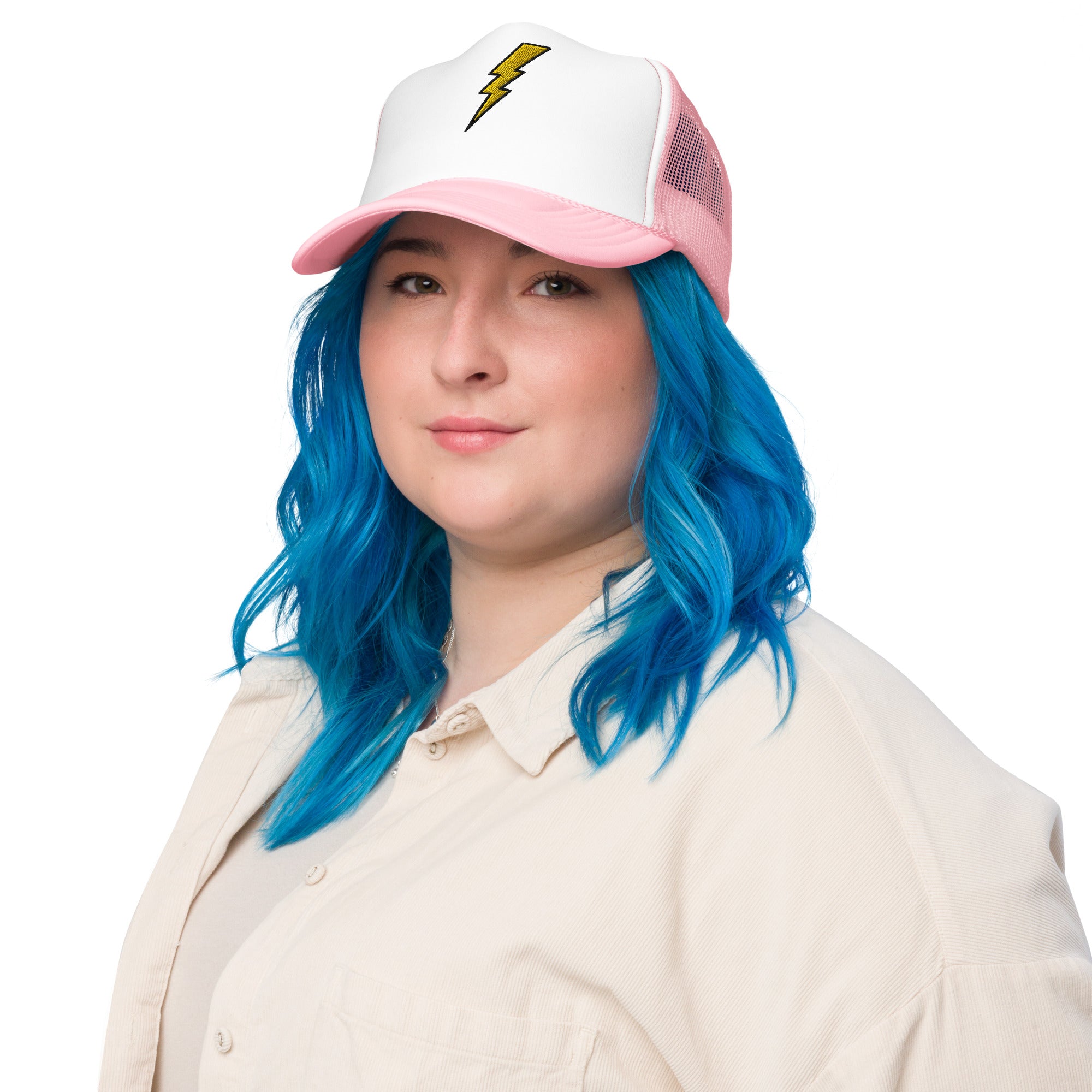 Preppy Pink Lightning Bolt Foam Trucker Hat