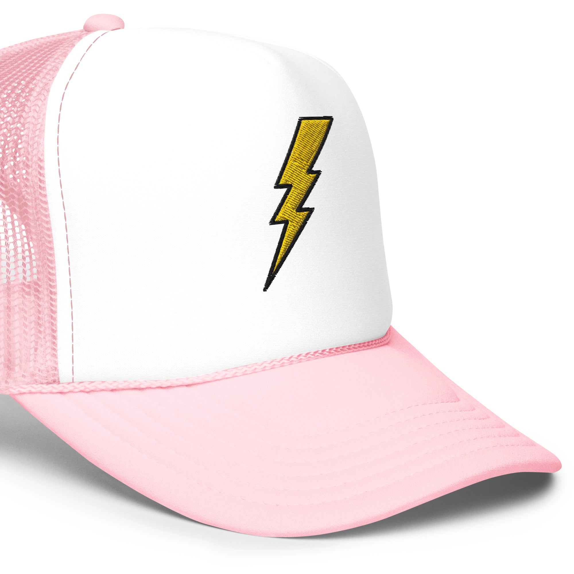 Preppy Pink Lightning Bolt Foam Trucker Hat