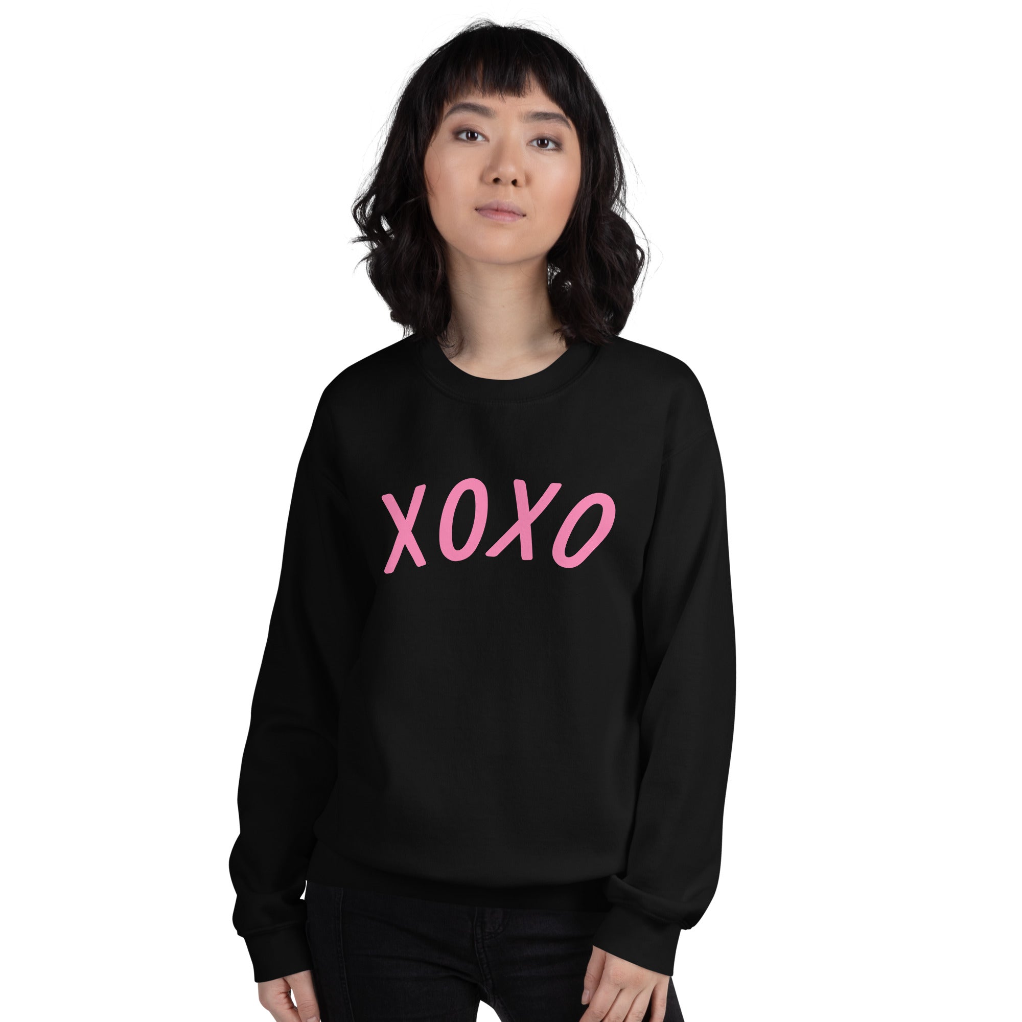 Preppy XOXO Crewneck Sweatshirt in Pink, White & Black