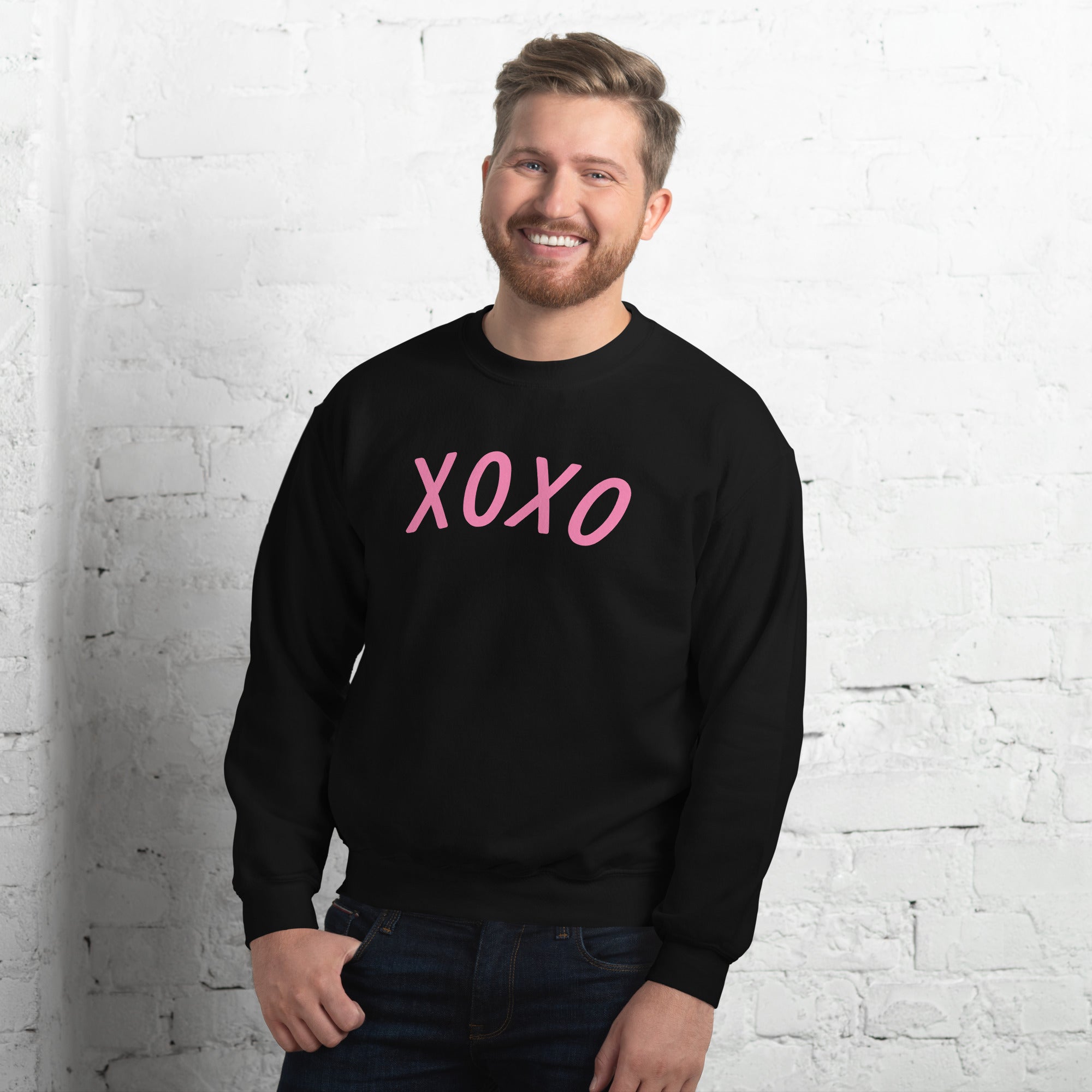 Preppy XOXO Crewneck Sweatshirt in Pink, White & Black