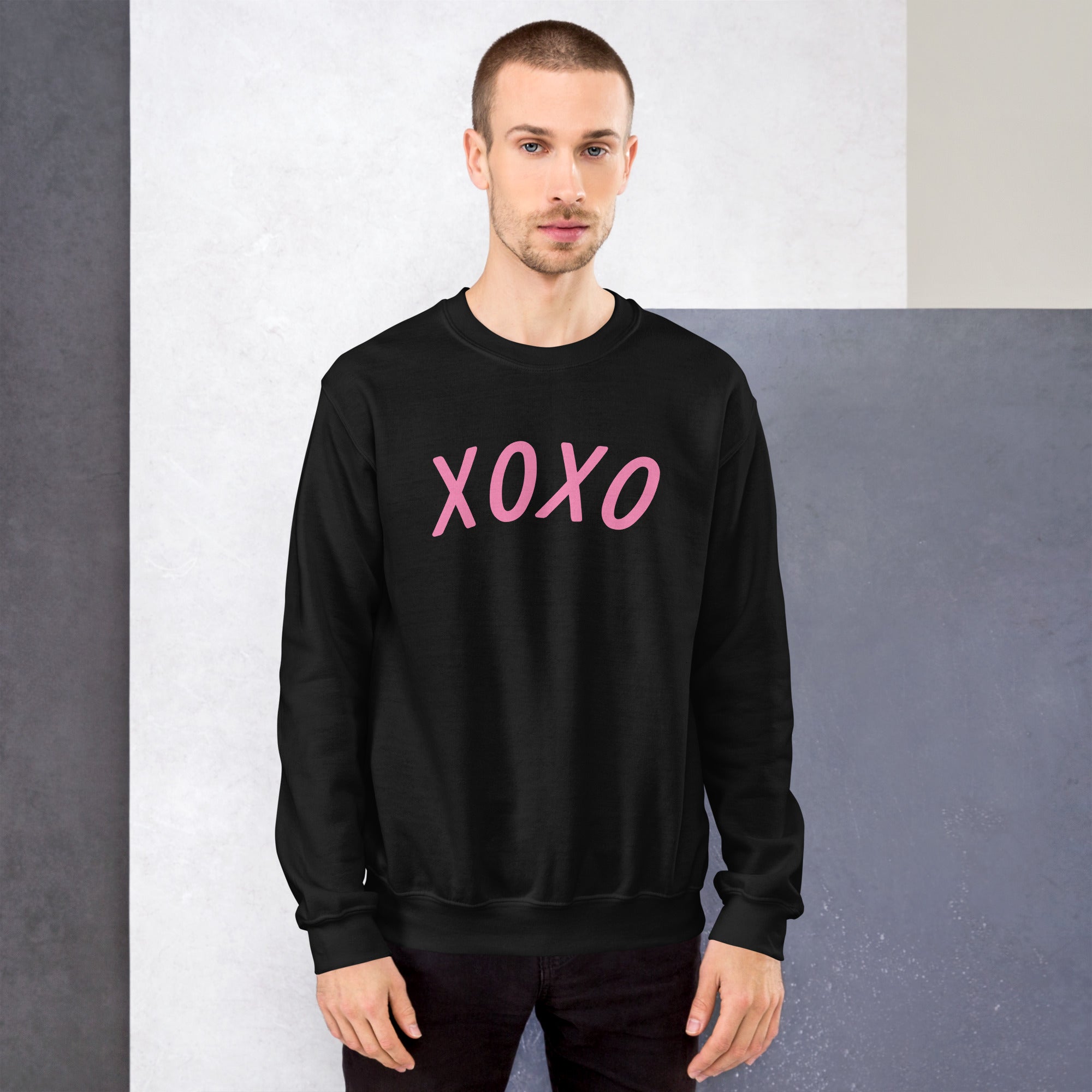 Preppy XOXO Crewneck Sweatshirt in Pink, White & Black