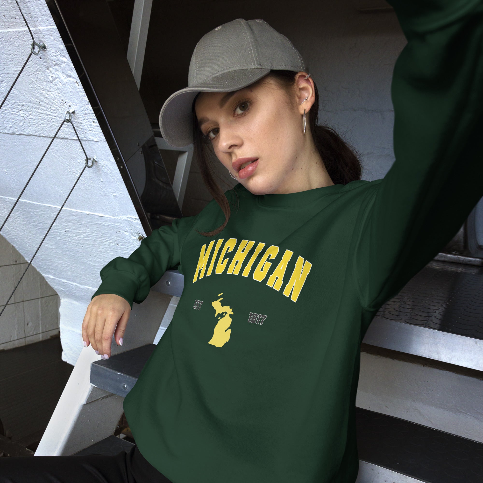Preppy Green Michigan State Unisex Crewneck Sweatshirt