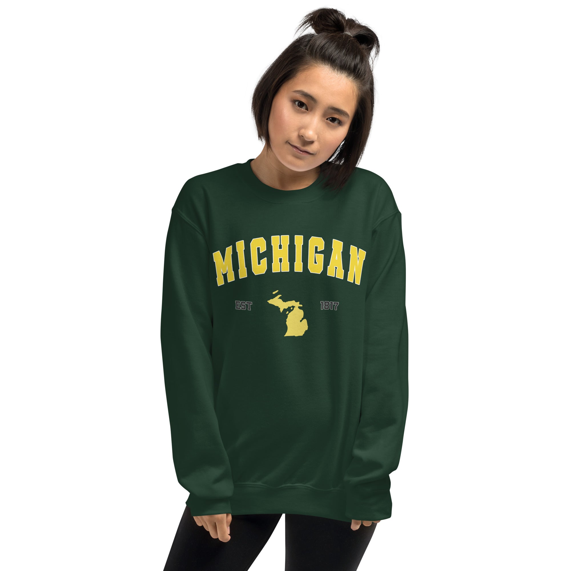 Preppy Green Michigan State Unisex Crewneck Sweatshirt