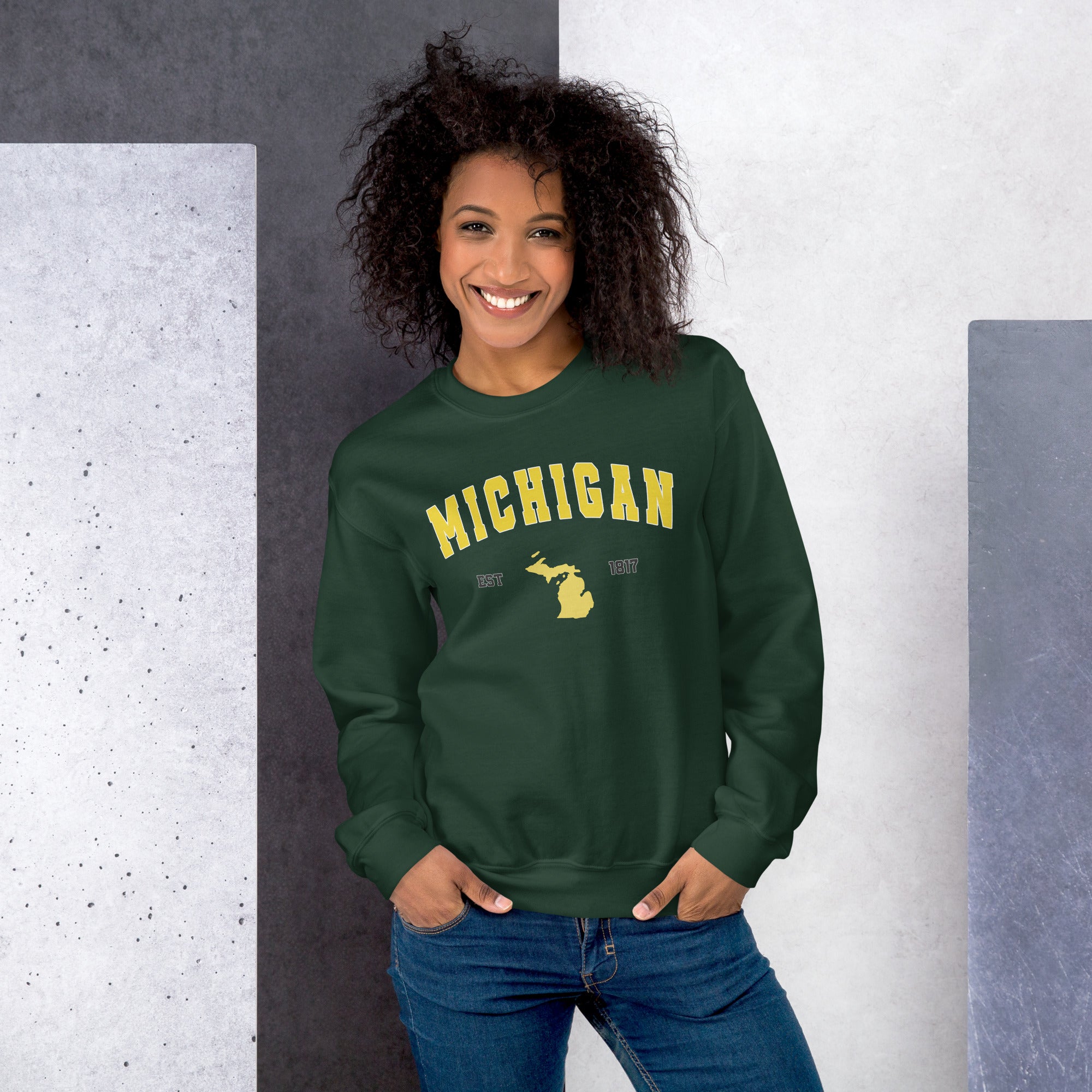 Preppy Green Michigan State Unisex Crewneck Sweatshirt