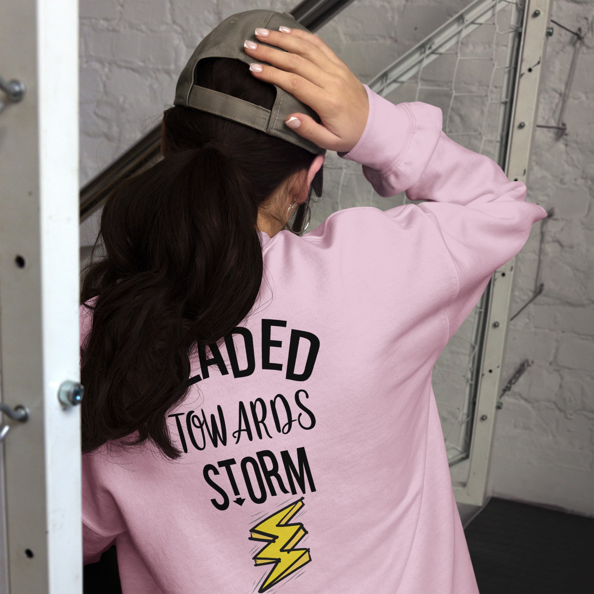 Preppy Motivational Quote Headed Towards Storm Crewneck Sweatshirt