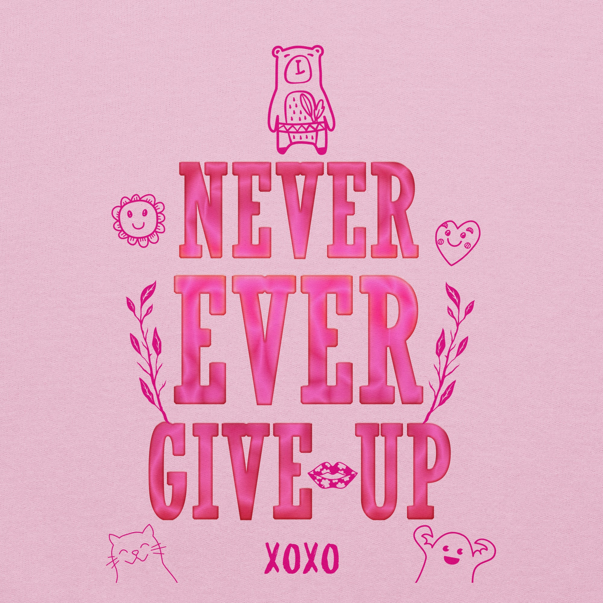 Preppy Never Ever Give Up Inspirational Crewneck Sweatshirt